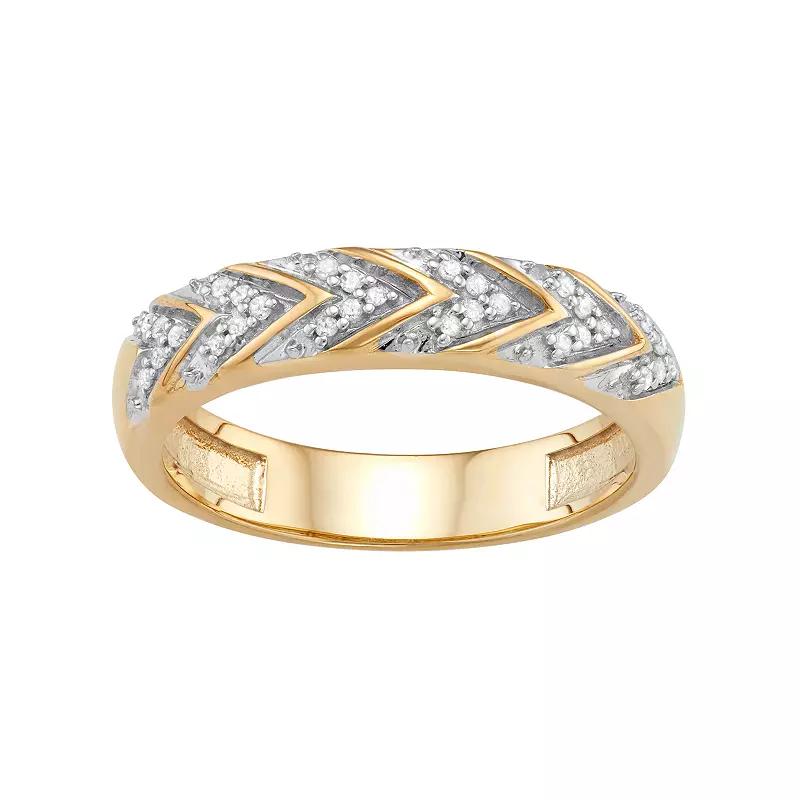 Jewelexcess Sterling Silver 1/10 Carat T.W. Diamond Chevron Ring, Womens Gold Tone Product Image