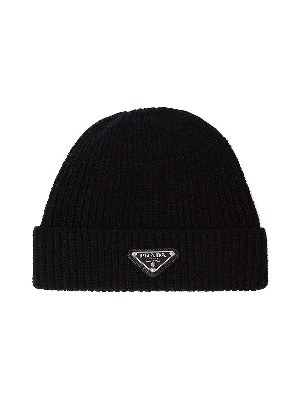Mens Wool-Cashmere Ribbed Beanie Hat with Symbole Product Image