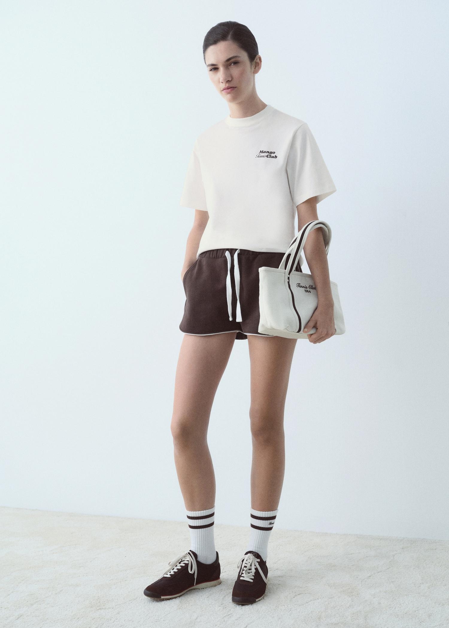 Cotton t-shirt with printed message - Women | MANGO USA Product Image