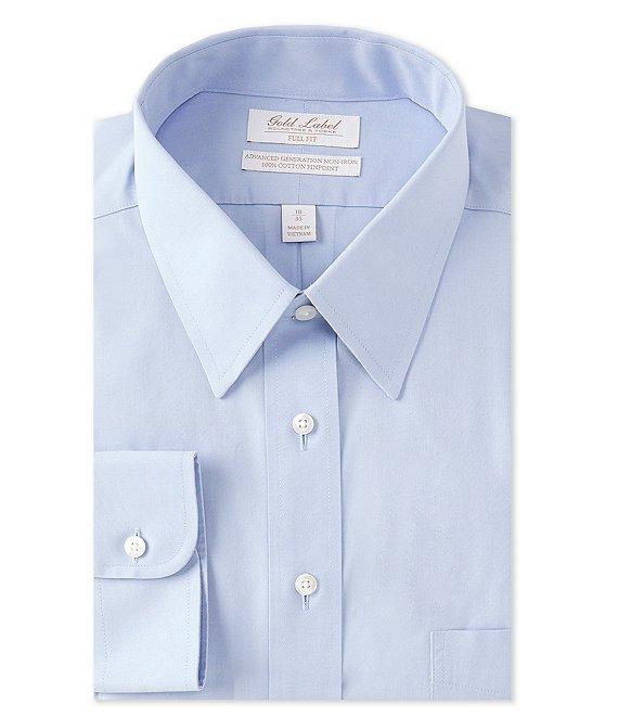 Gold Label Roundtree & Yorke Full-Fit Non-Iron Point-Collar Solid Dress Shirt Product Image