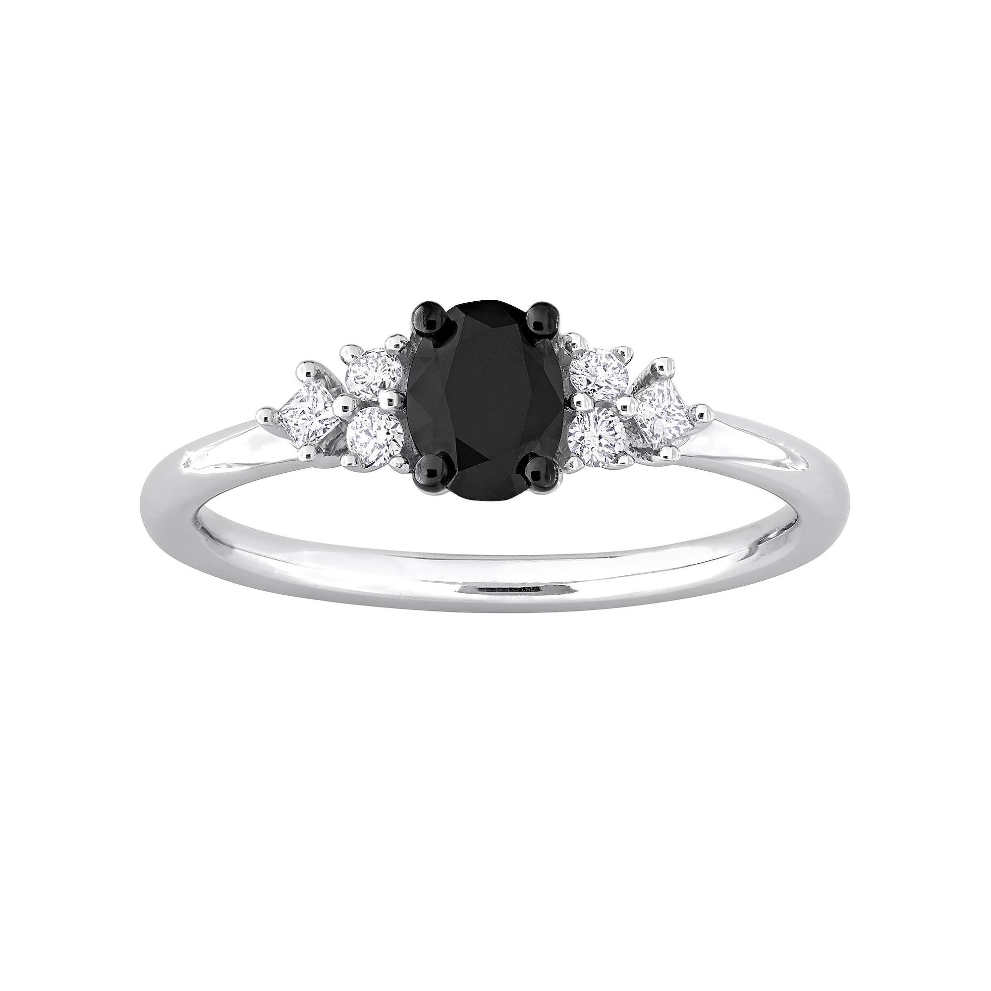 Stella Grace 14k White Gold 3/4 Carat T.W. Black & White Diamond 7-Stone Ring, Women's, Size: 9 Product Image