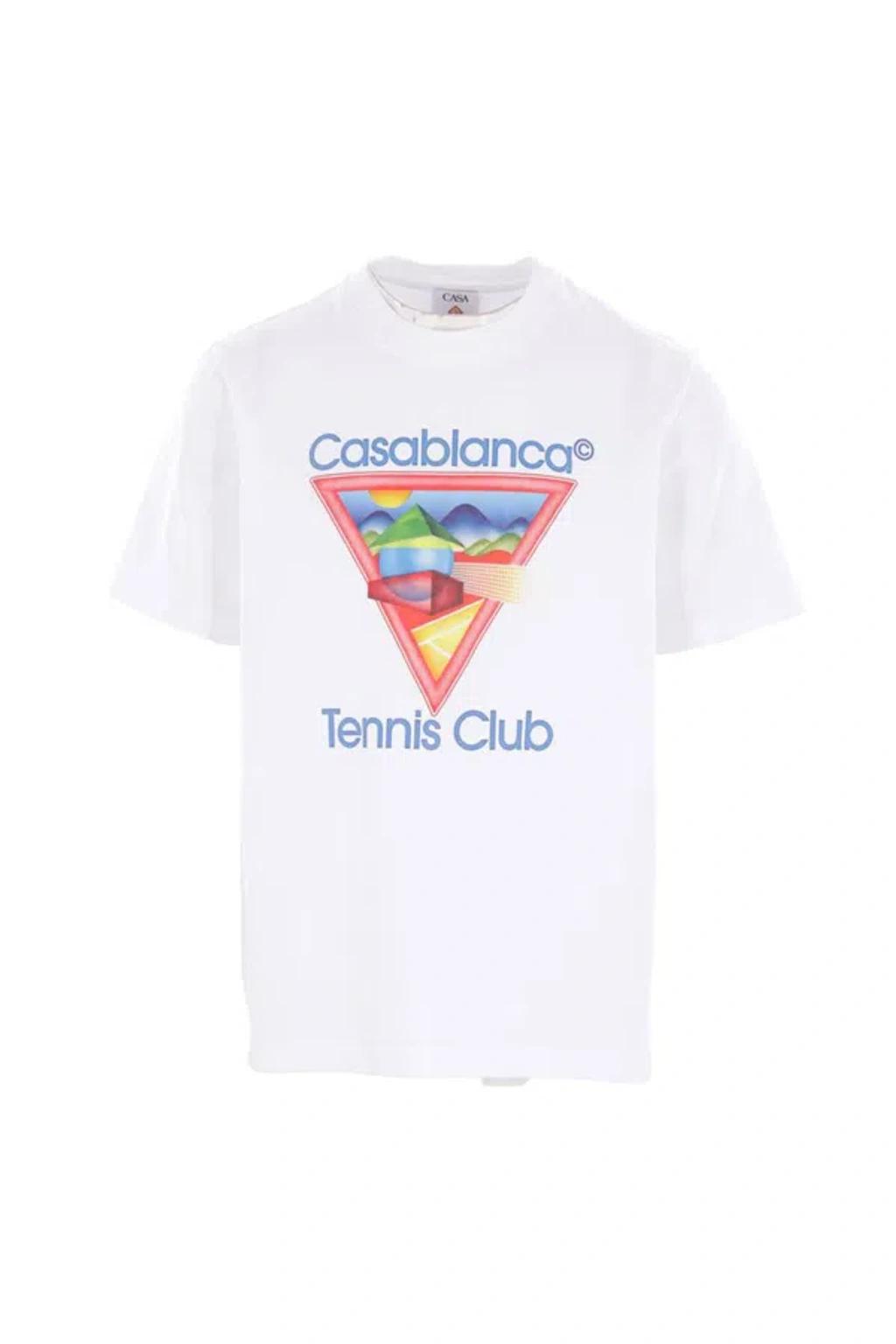 CASABLANCA Cotton Crew Neck T-shirt With Graphic Print In White Product Image