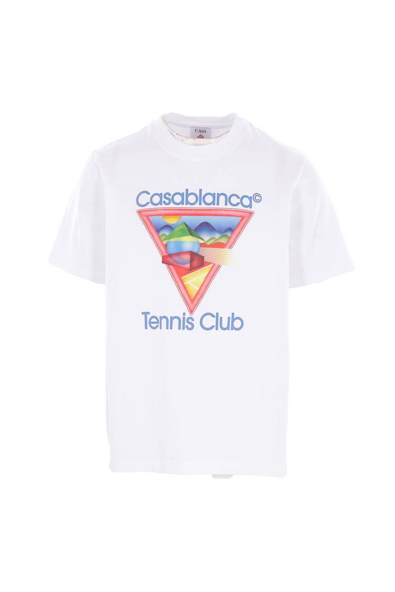 CASABLANCA Cotton Crew Neck T-shirt With Graphic Print In White Product Image