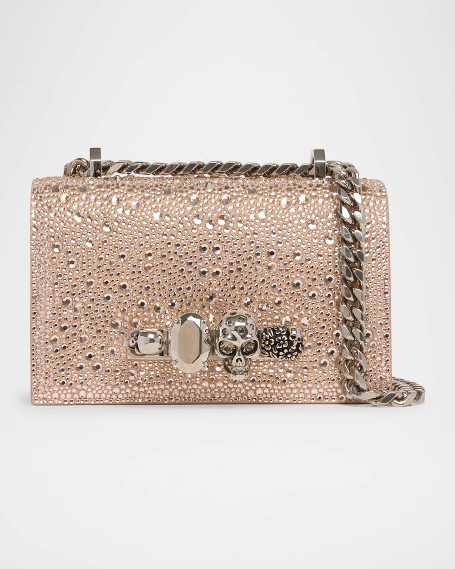 Skull Four Ring Embellished Leather Clutch Bag Product Image