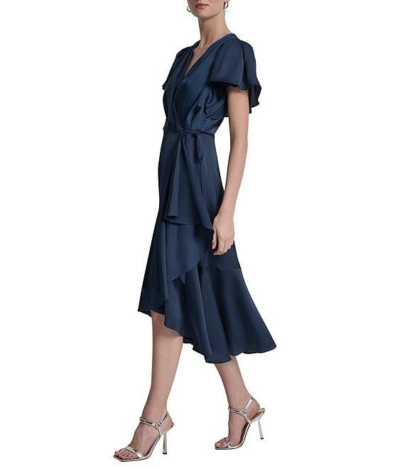 DKNY by Donna Karan Short Sleeve Faux Wrap Midi Dress Product Image