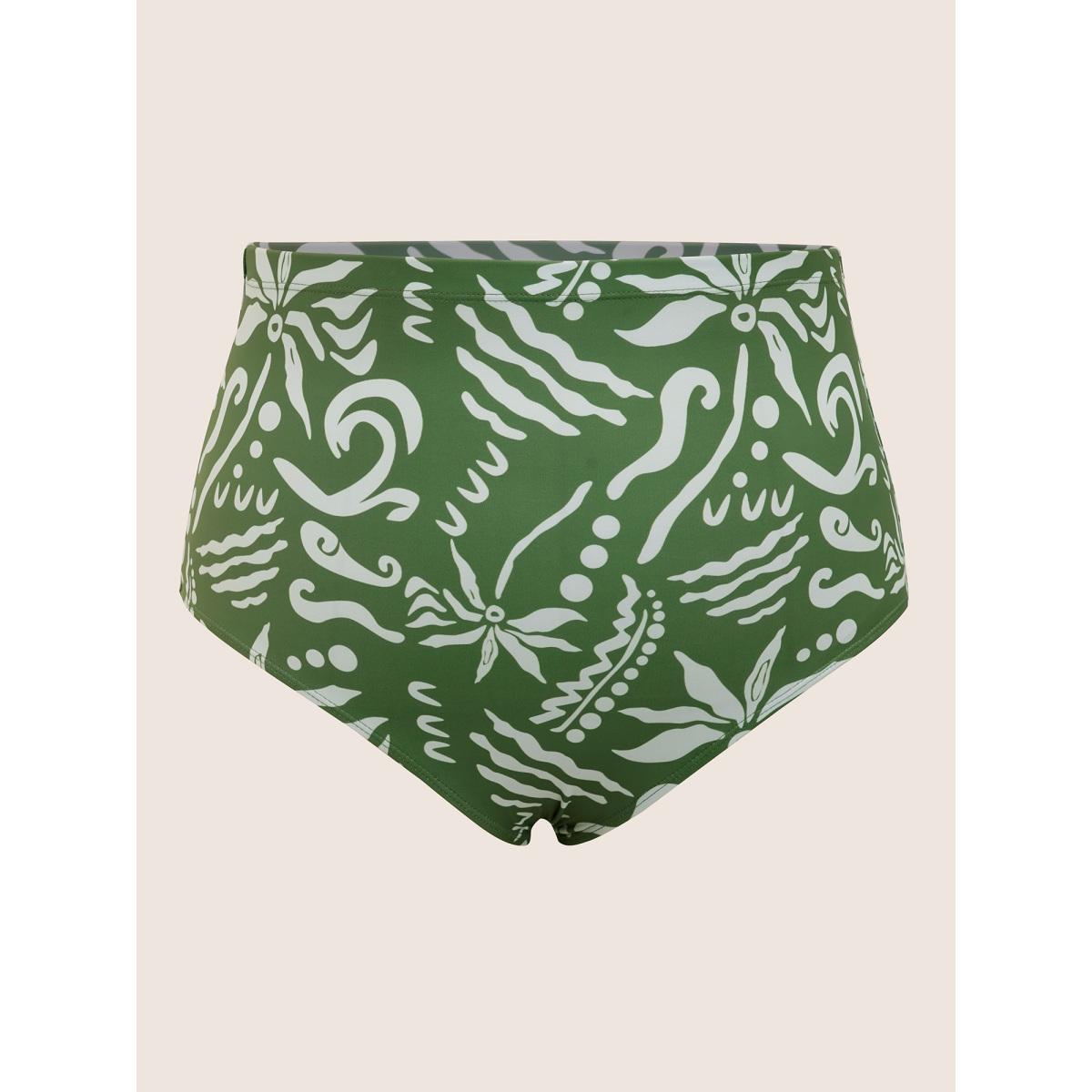 Plus Size Boho Print Crossover High Rise Swim Dress Women's Swimwear Moss Beach Bodycon Round Neck High stretch Curve Swim Dresses BloomChic 22-24/3X Product Image