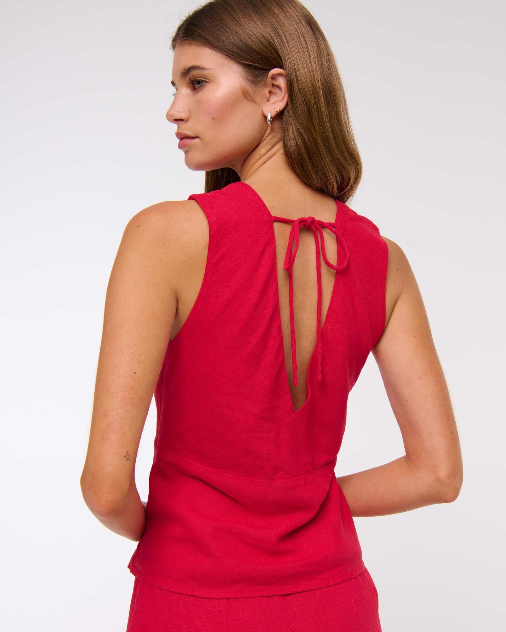  Linen-Blend Tie-Back Set Top Product Image