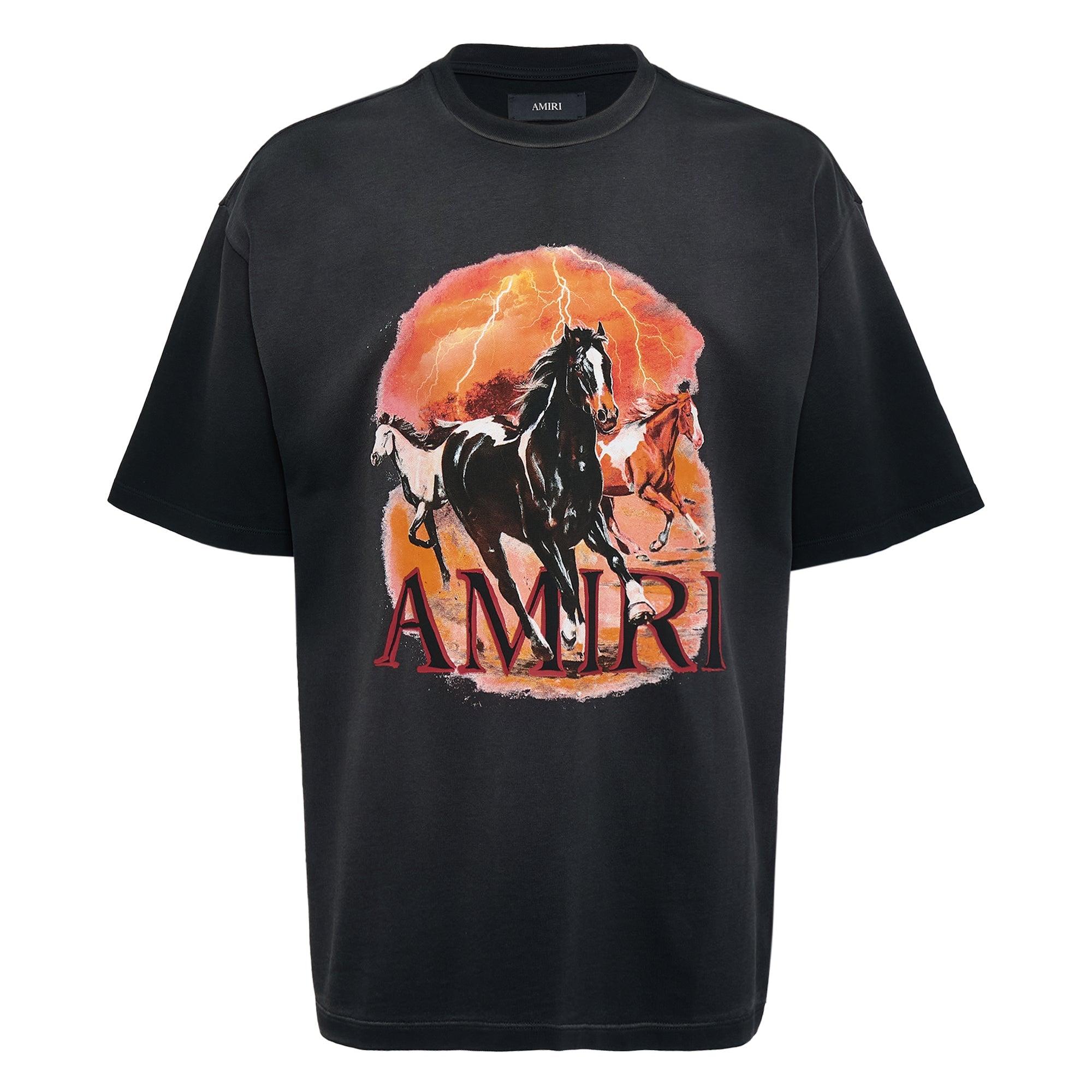 AMIRI Graphic Print Oversized Crewneck T-shirt Shirt In Black Product Image
