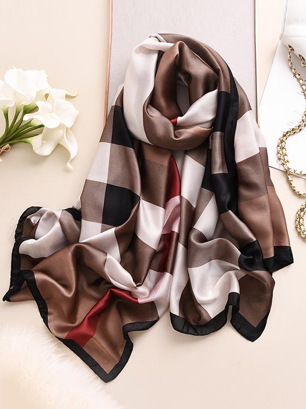 Chic Plaid Silk Imitation Shawl&Scarf Product Image