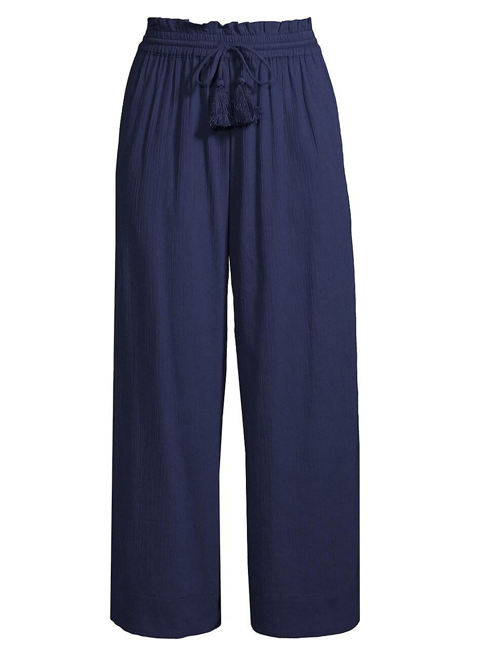 Womens Brooke Wide-Leg Cotton Drawstring Pants Product Image