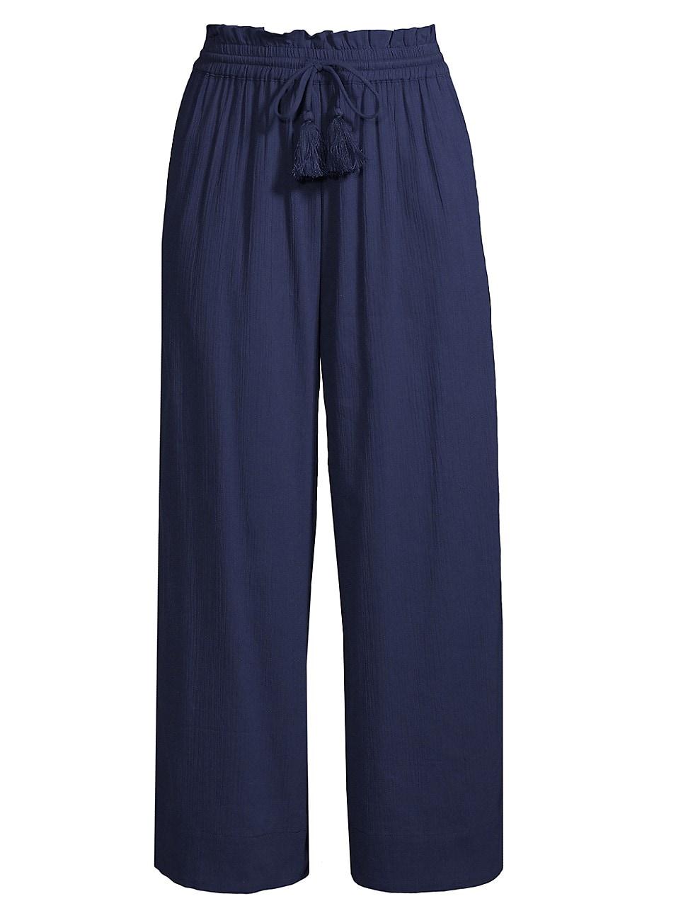 Womens Brooke Wide-Leg Cotton Drawstring Pants Product Image