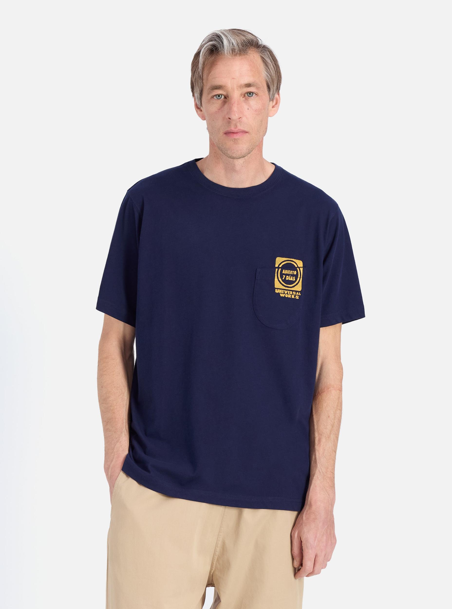 Universal Works Print Pocket Tee in Navy/Yellow Single Jersey Product Image