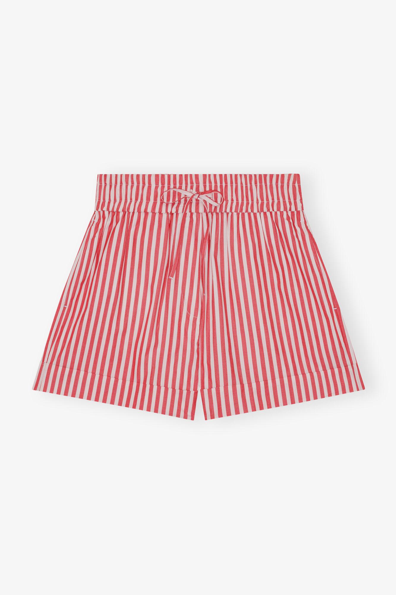 Red Stripe Cotton Shorts Product Image