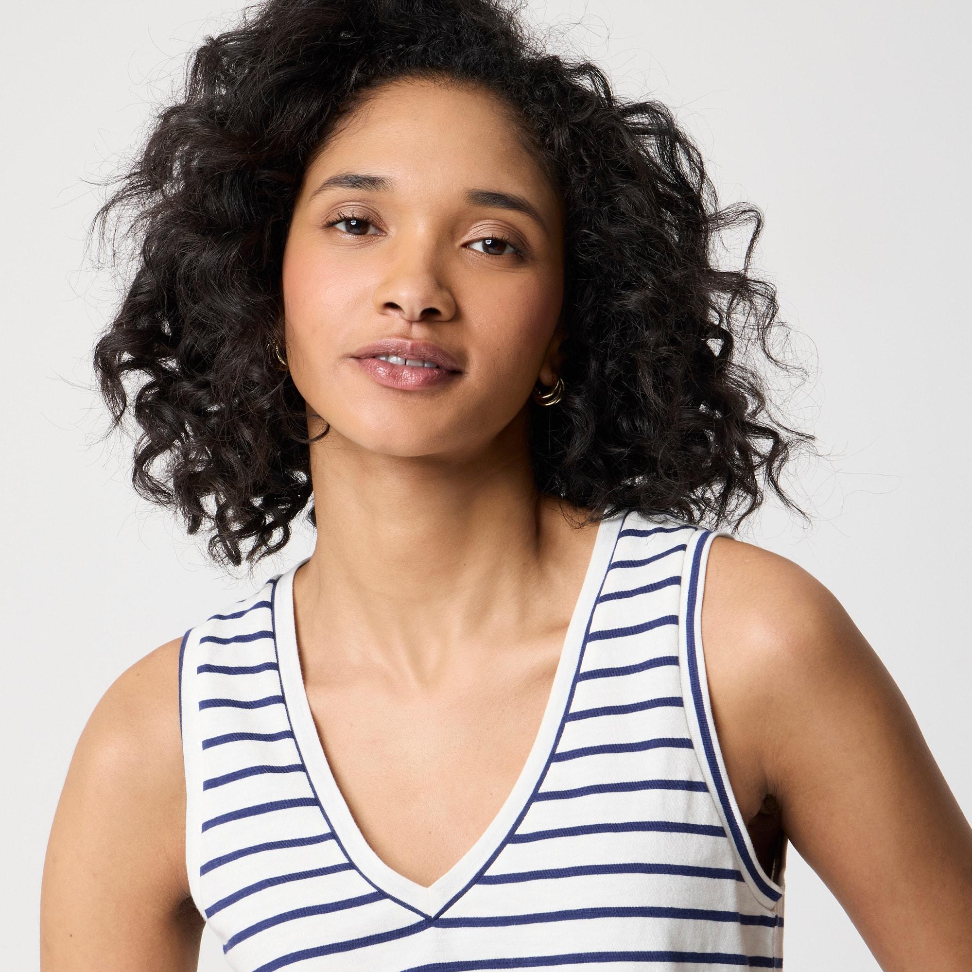 Striped vintage cotton V-neck tank top Product Image