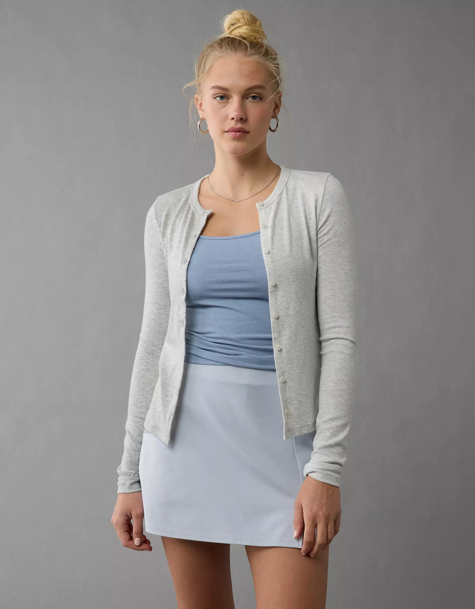 AE Long-Sleeve Button-Up T-Shirt Product Image