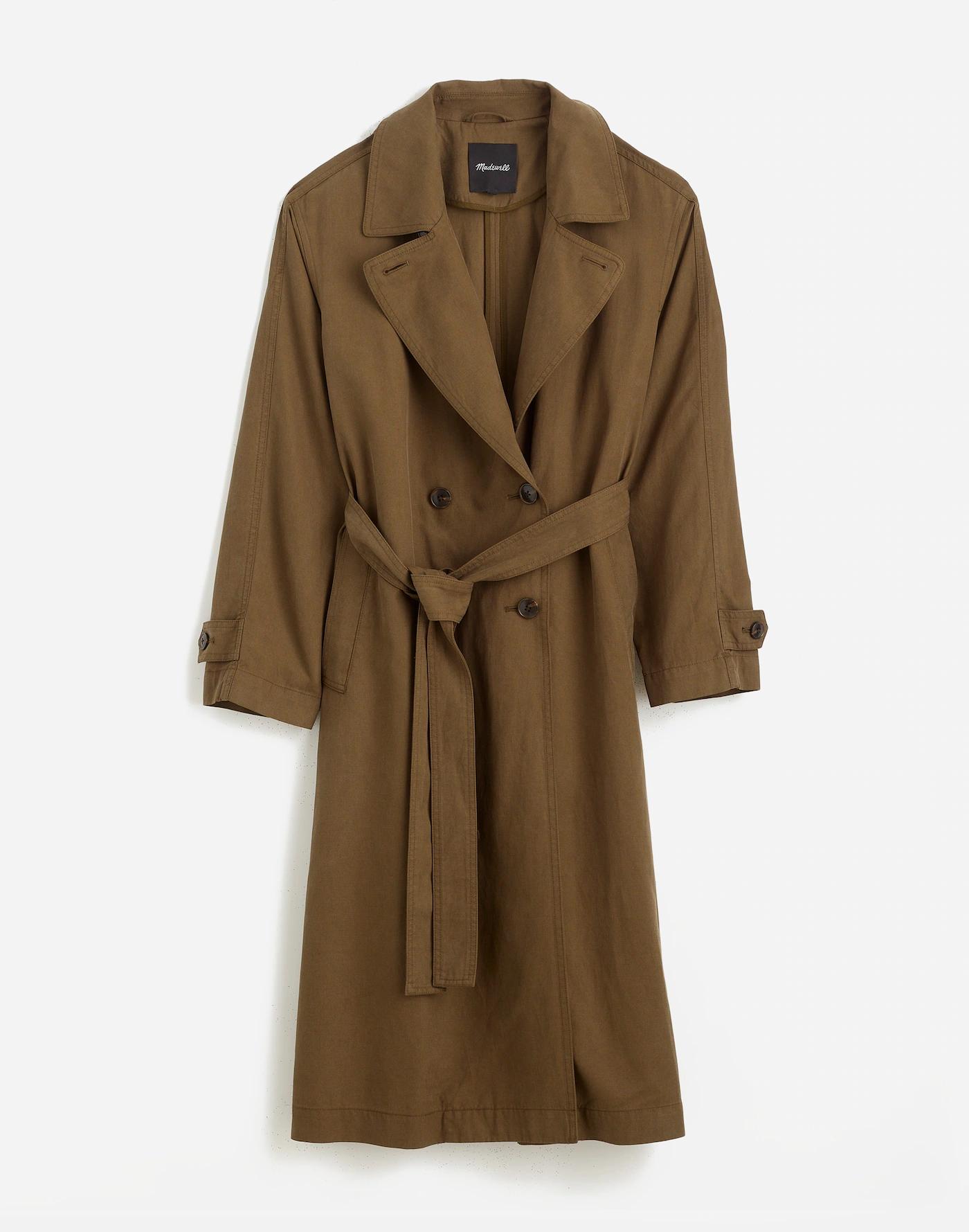 Belted Trench Coat in Drapey Twill Product Image