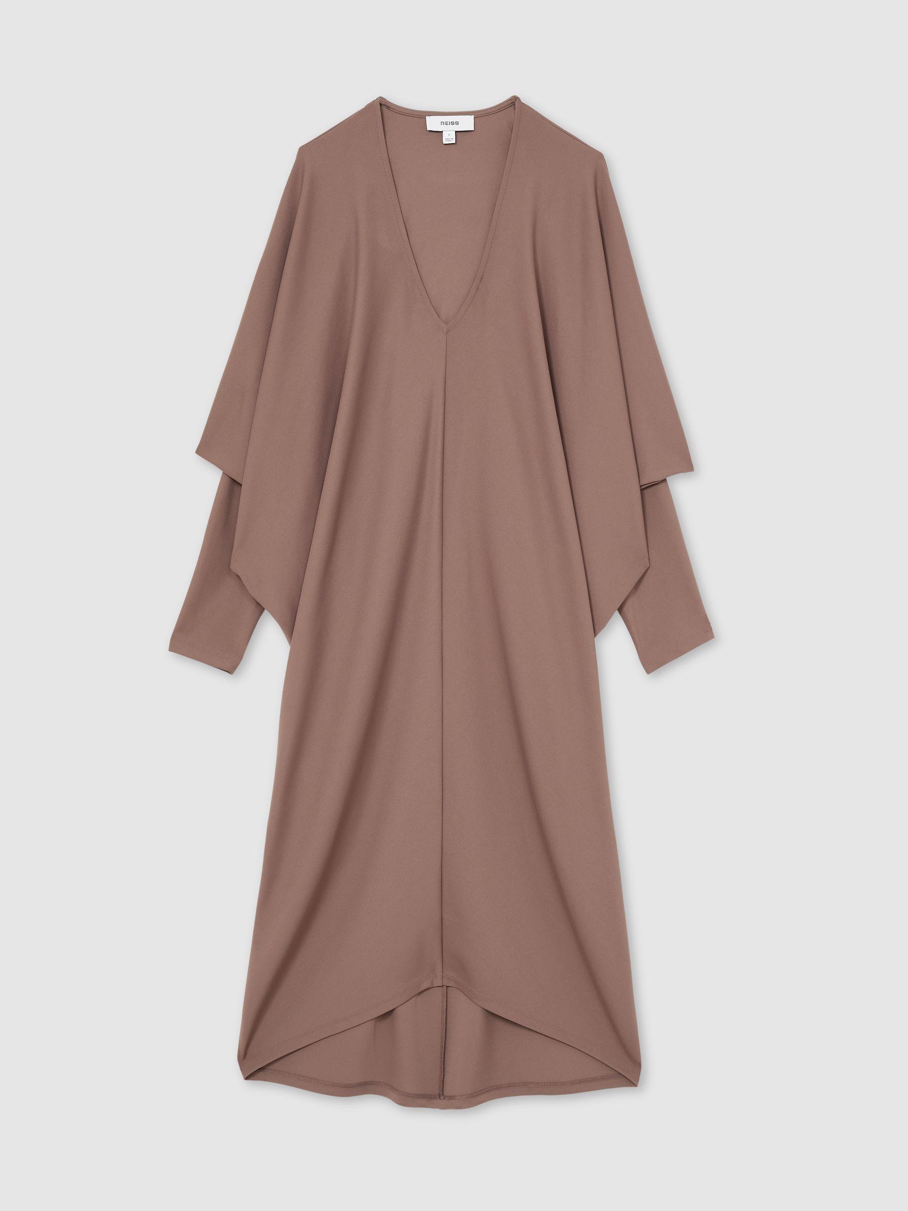 Draped Jersey Midi Dress in Mink Product Image