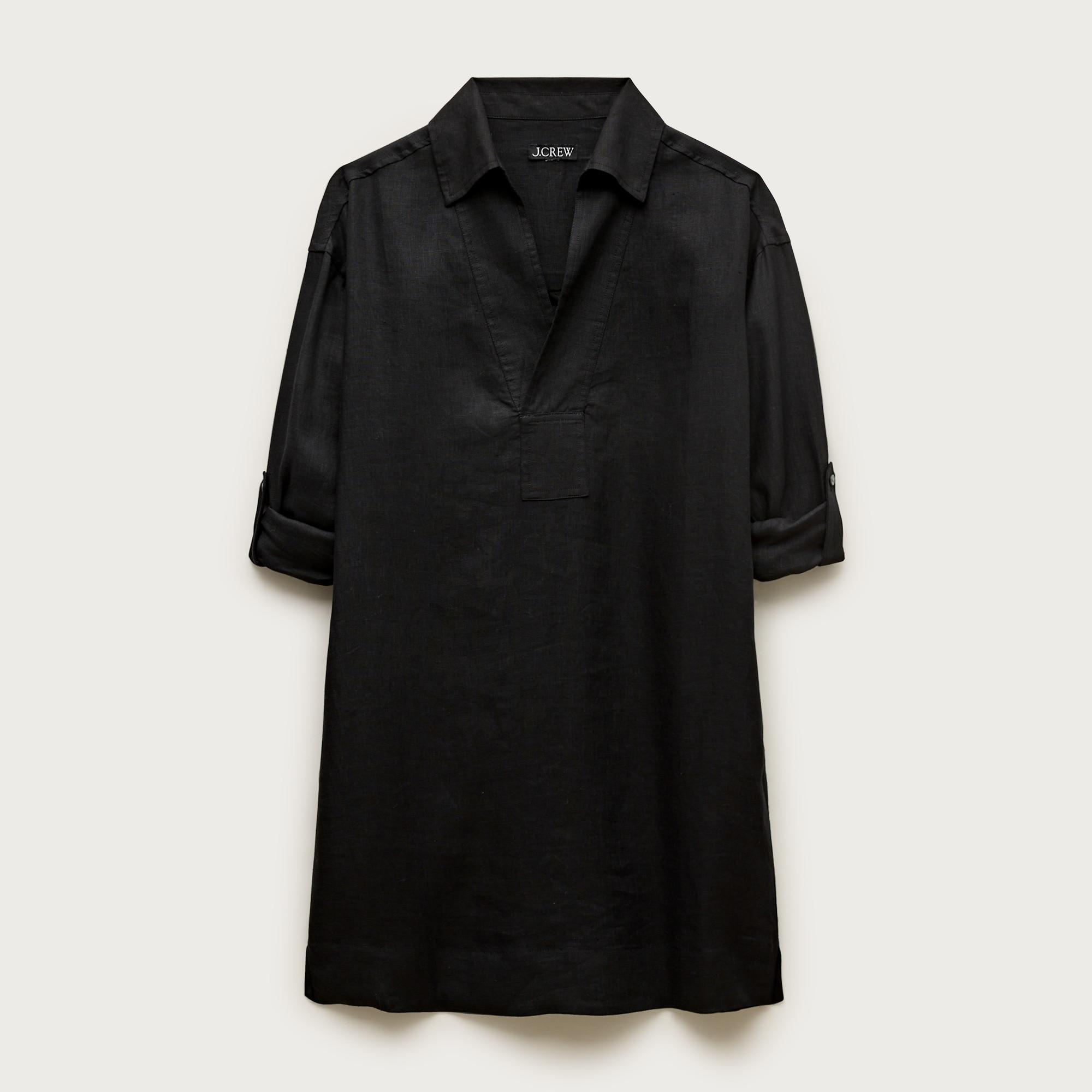 V-neck popover dress in linen Product Image
