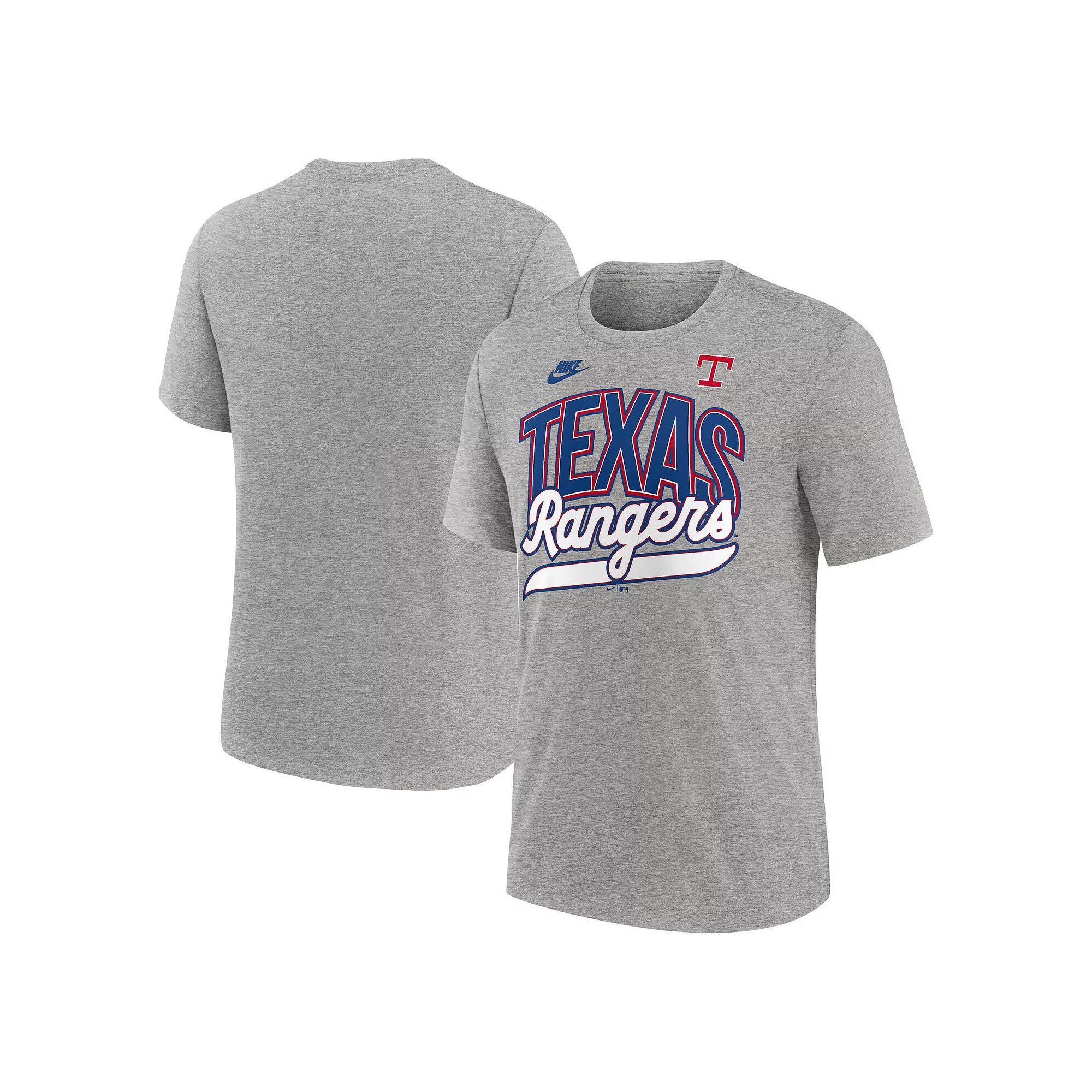 Men's Nike Heather Gray Texas Rangers Cooperstown Collection Retro Tri-Blend T-Shirt,  Product Image