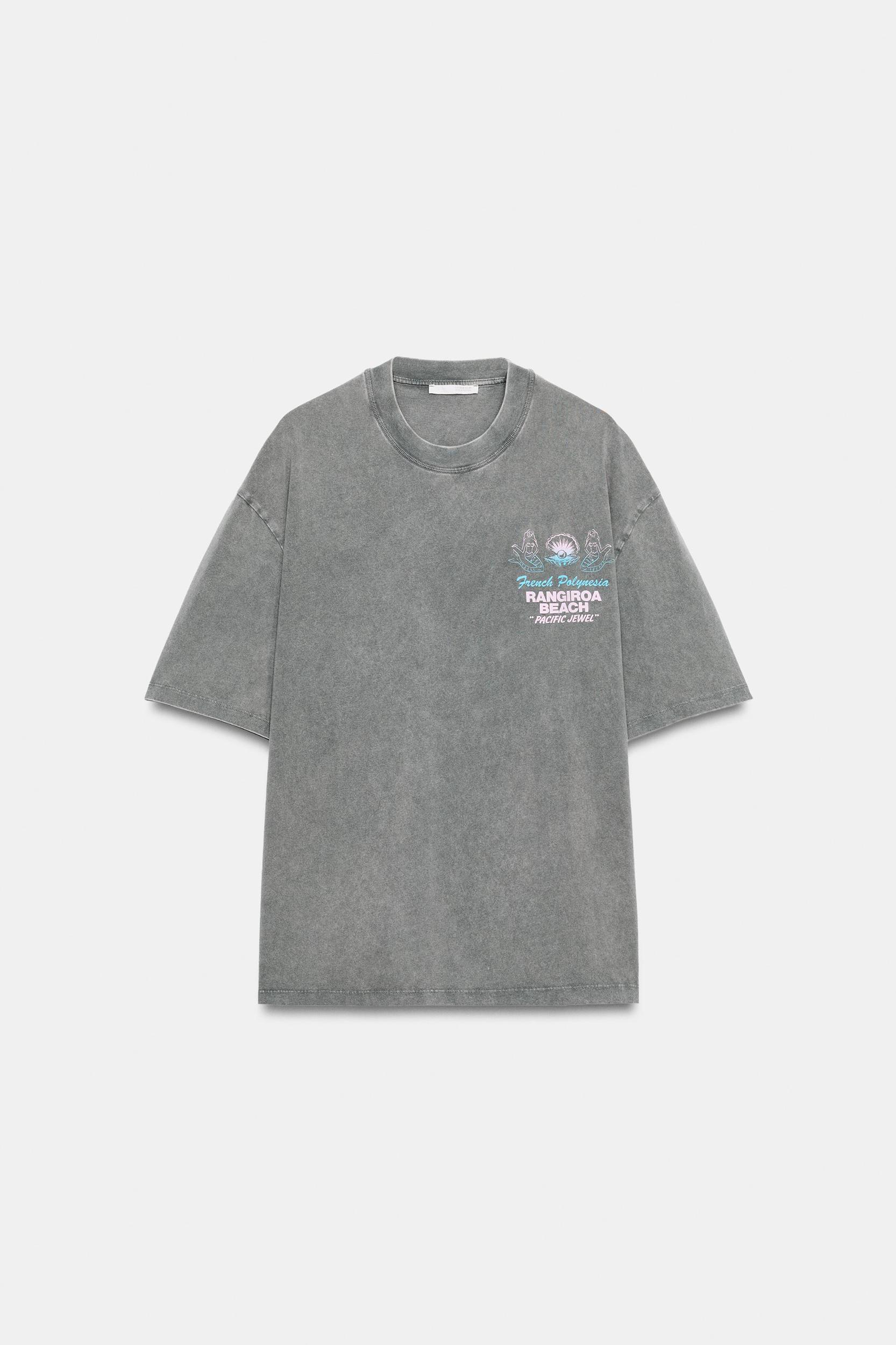 WASHED EFFECT TEXT T-SHIRT Product Image