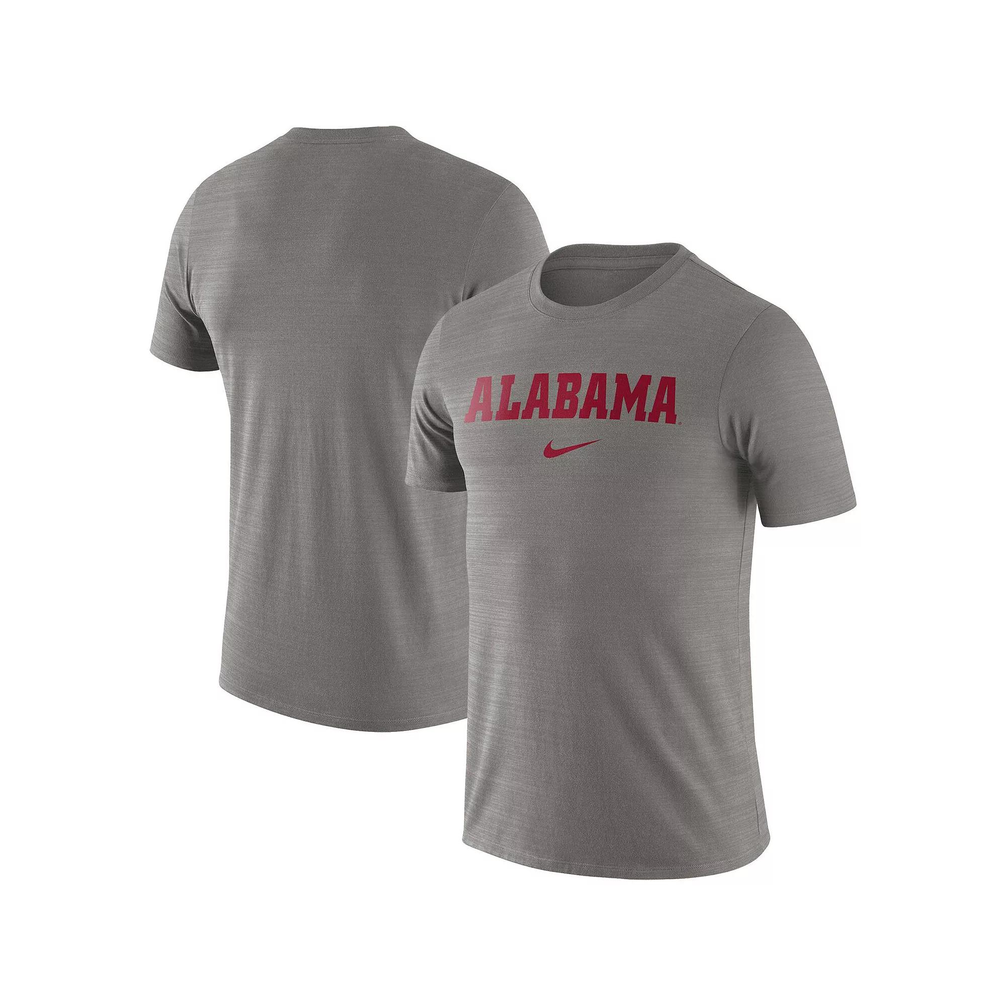 Men's Nike Heather Gray Alabama Crimson Tide Team Issue Velocity Performance T-Shirt, Size: Large, Grey Product Image
