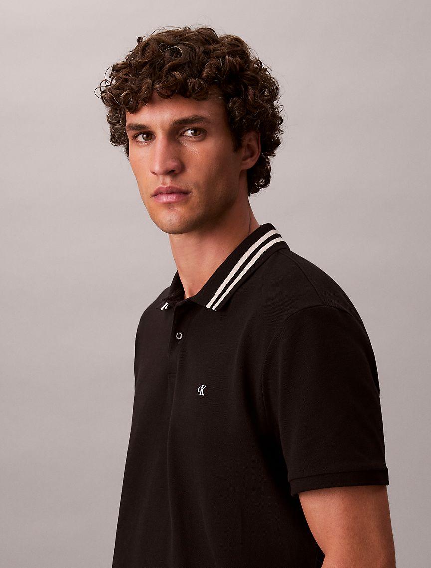 Monogram Logo Pique Tipped Classic Polo Shirt Product Image