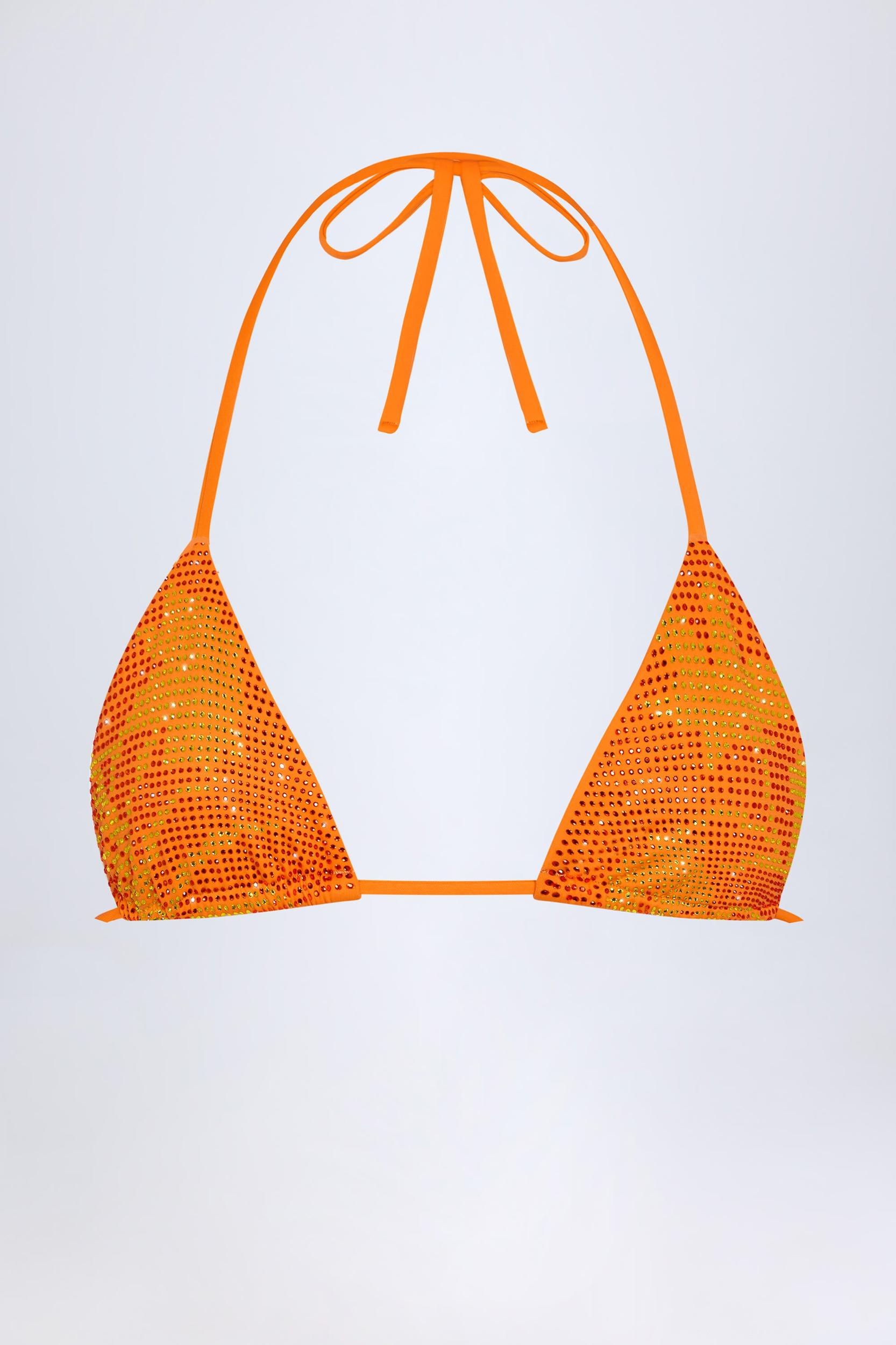 Triangle Bikini Top in Orange Tropical Print Product Image