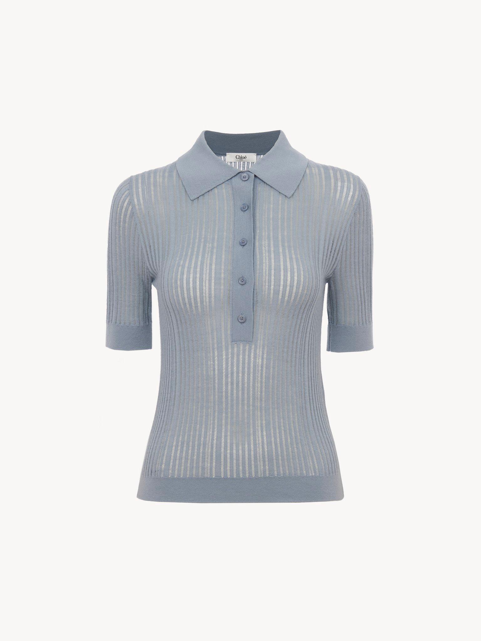 Fitted polo shirt in wool knit Product Image