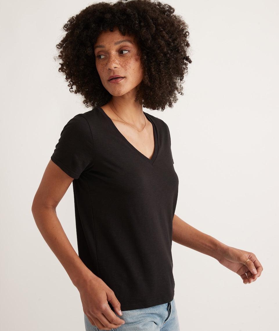 Classic V-Neck Tee in Black Product Image