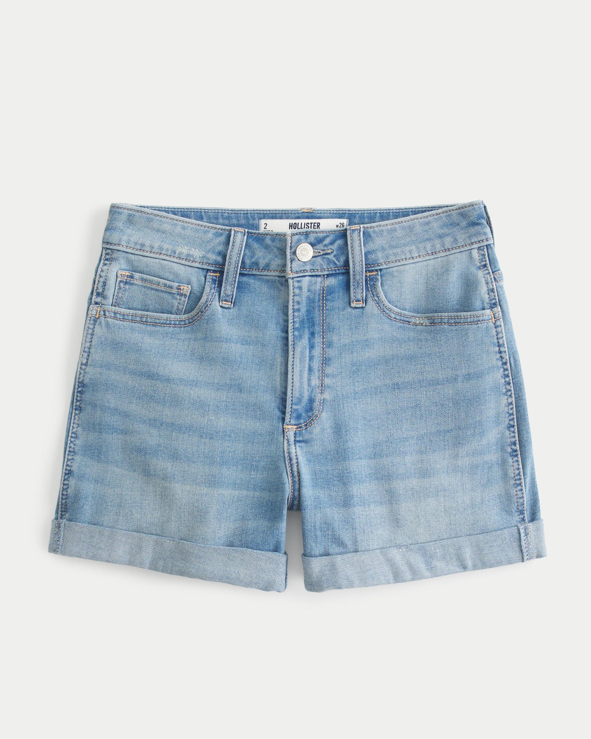 Curvy High-Rise Ripped Dark Wash Denim Shorts 3" Product Image