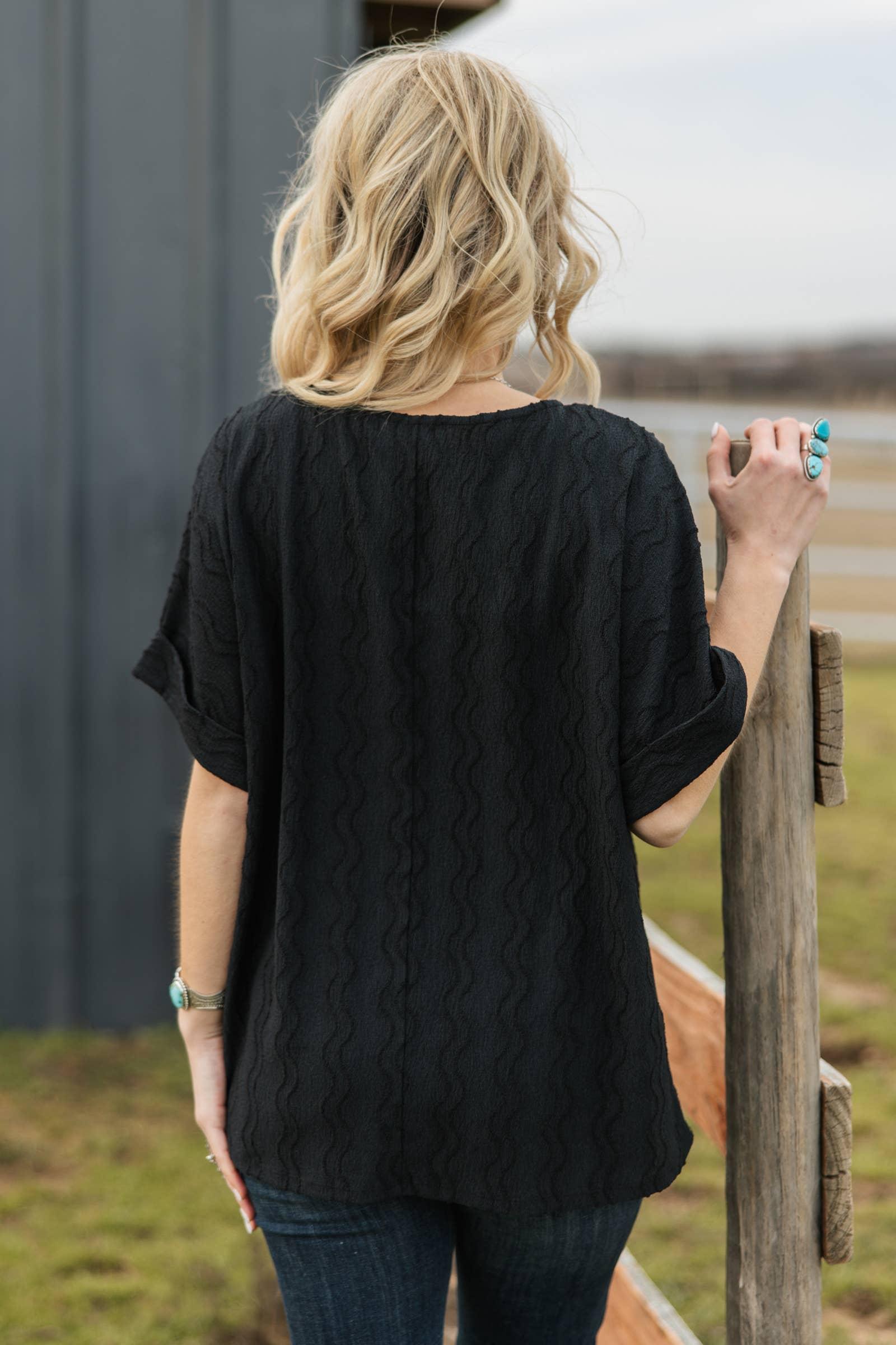 Textured Dolman Sleeve Top: HOT MAGENTA Product Image