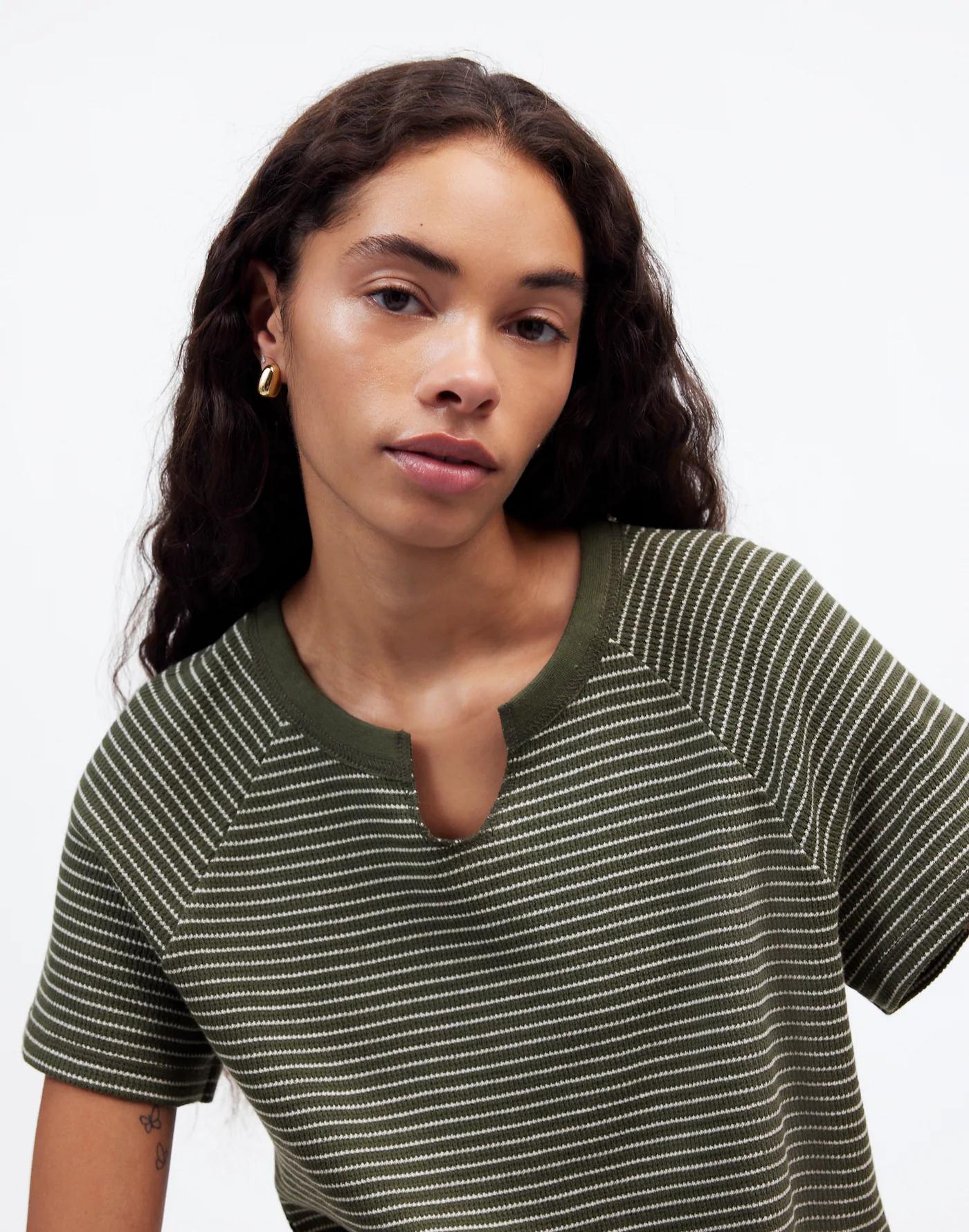 Splitneck Raglan-Sleeve Tee in Stripe Product Image