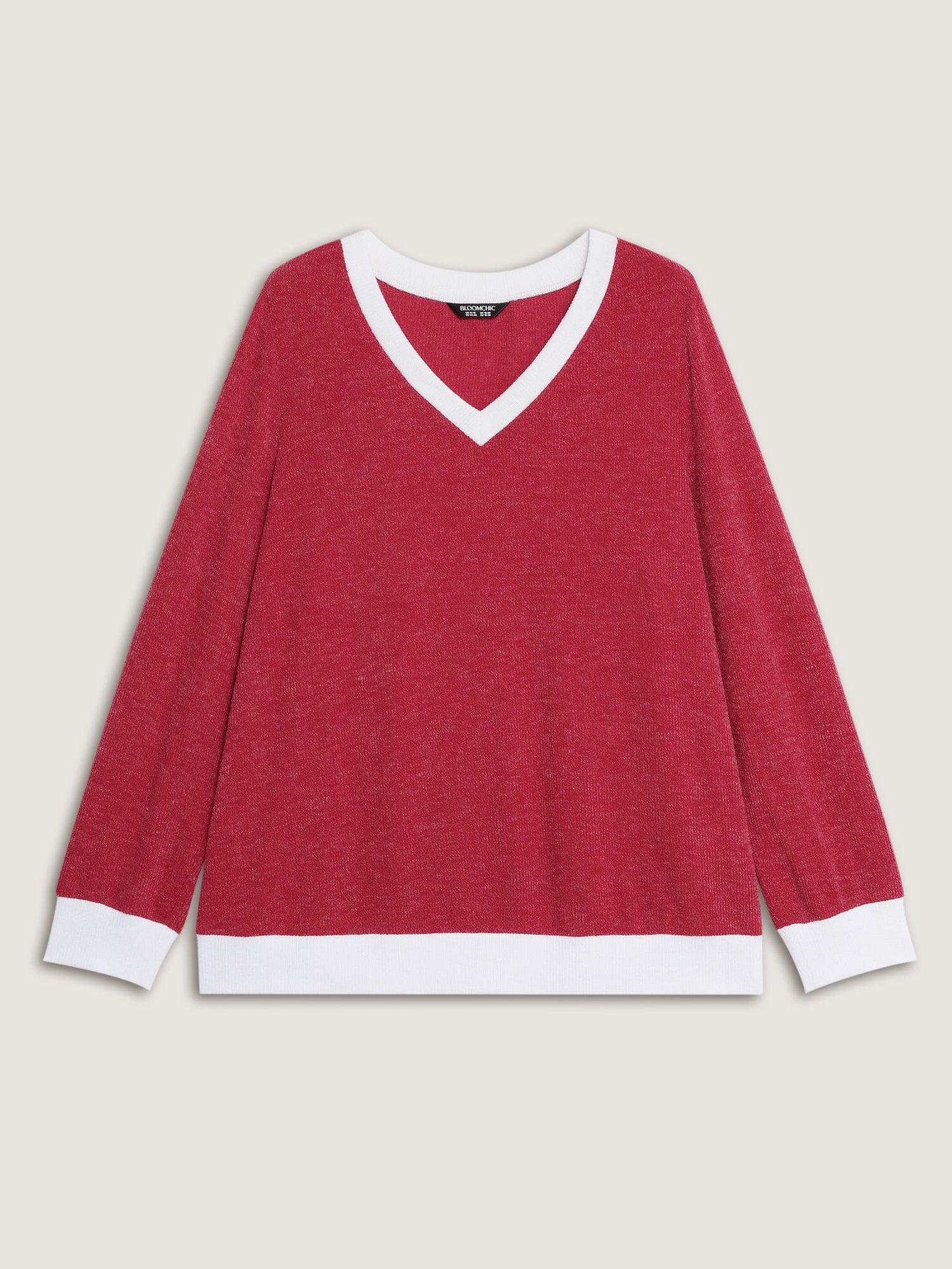 Faux-Wool Color Contrast Sweatshirt Female Product Image