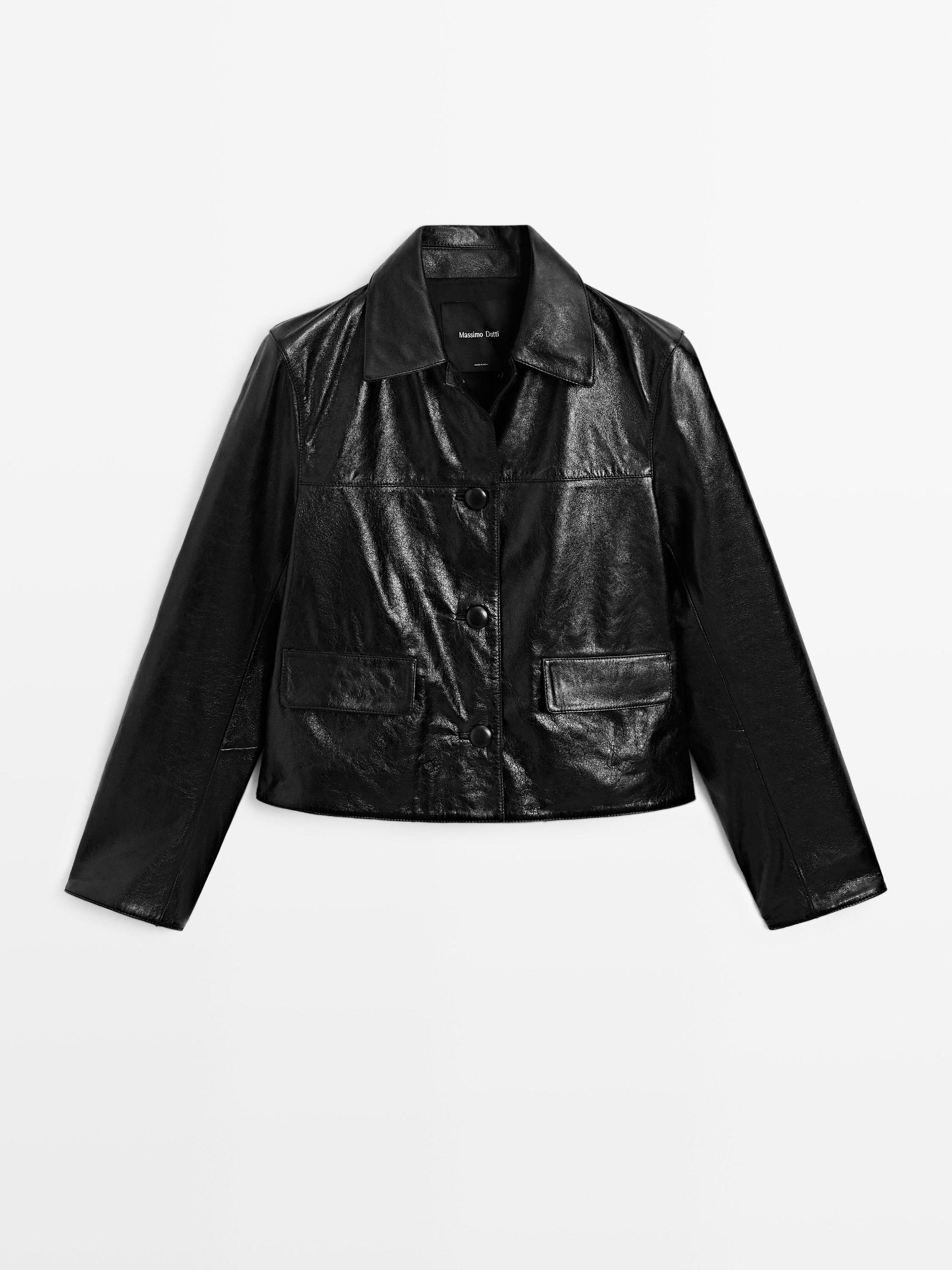 Cropped nappa leather jacket Product Image