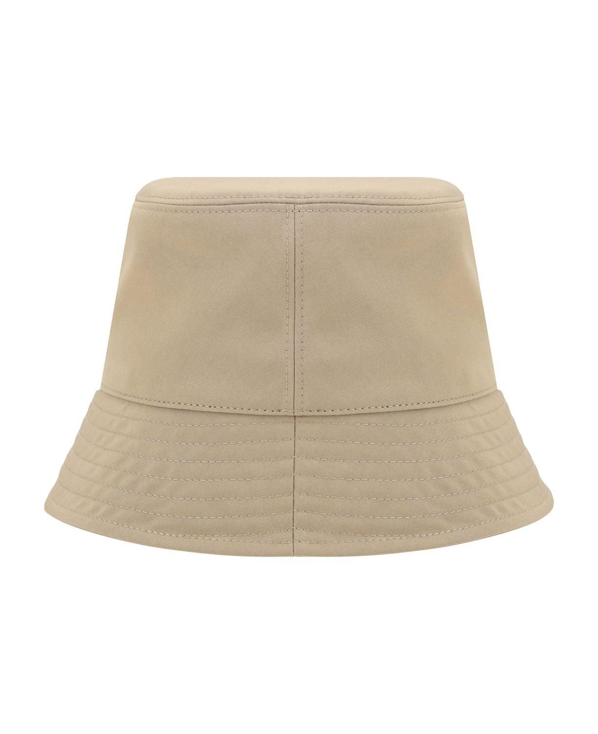 MONCLER Logo Patch Narrow Brim Bucket Hat In Beige Product Image