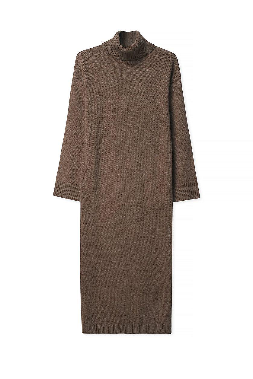 Knitted Oversized Maxi Dress Brown Product Image