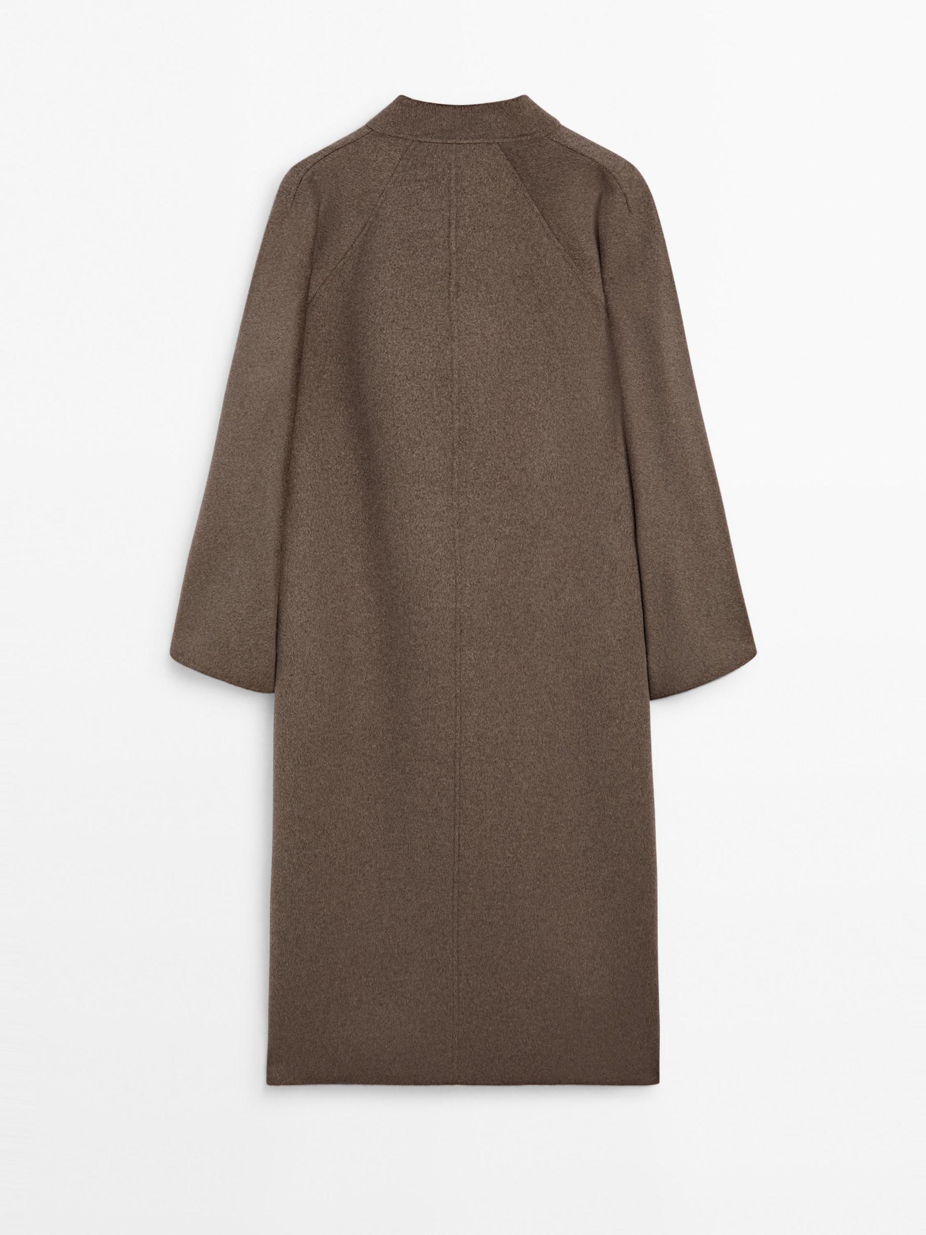 Long open wool blend coat Product Image
