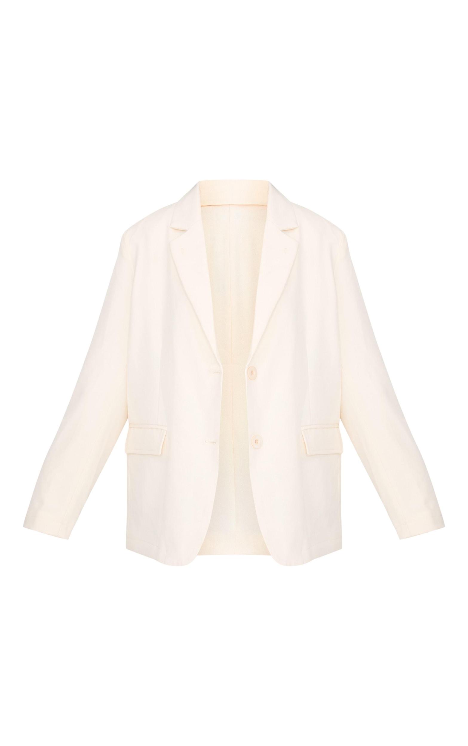 Ecru Seam Detail Structured Oversized Blazer Product Image