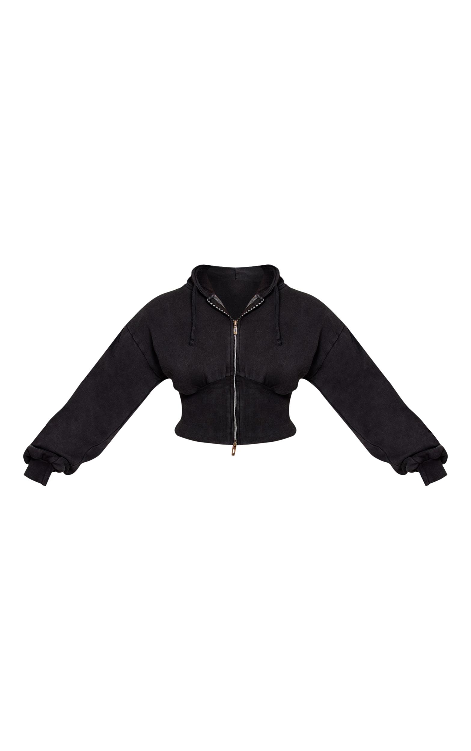  Pink Borg Pocket Front Faux Leather Cropped Coat Product Image