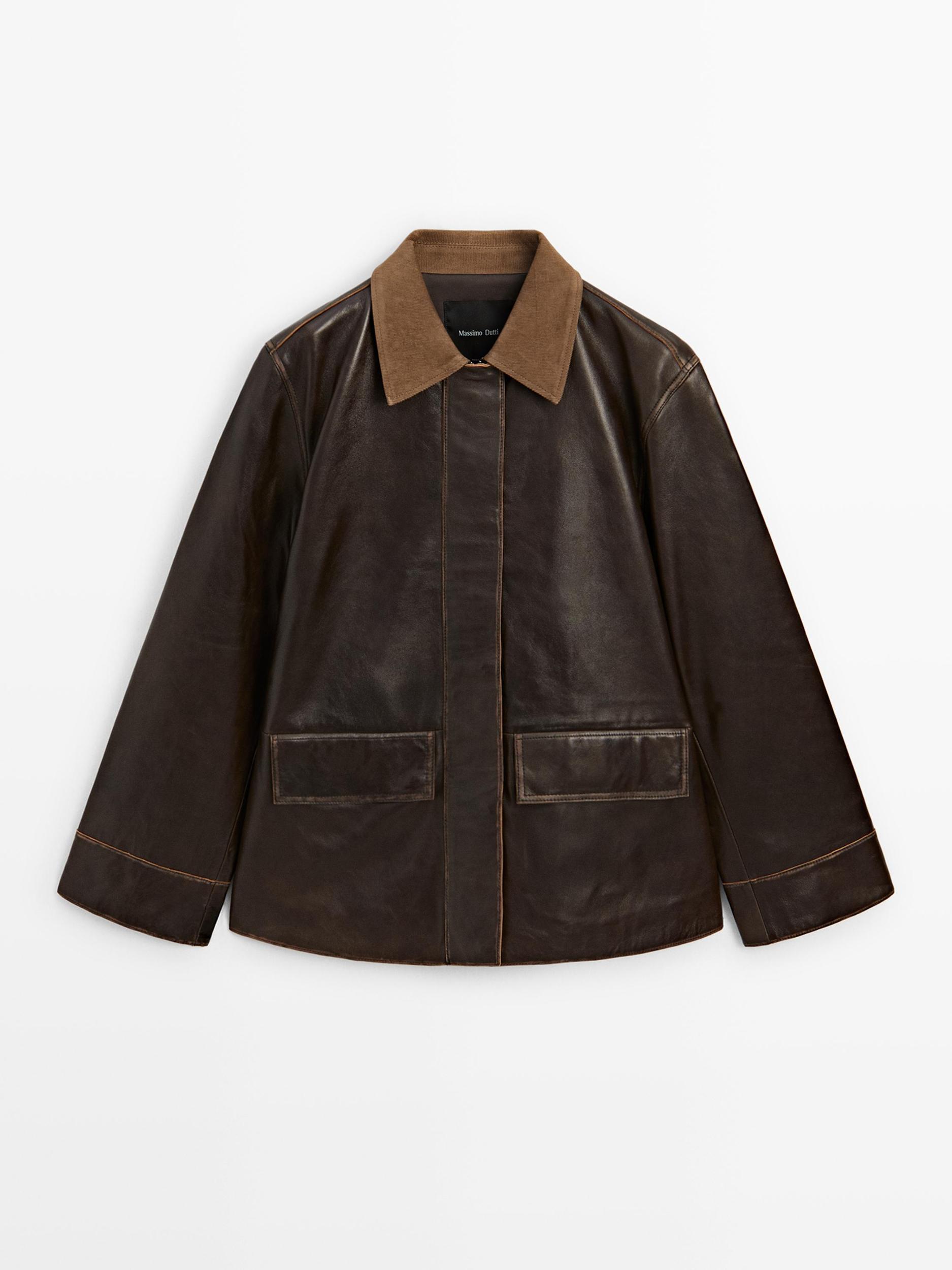 Nappa leather parka with corduroy detail Product Image
