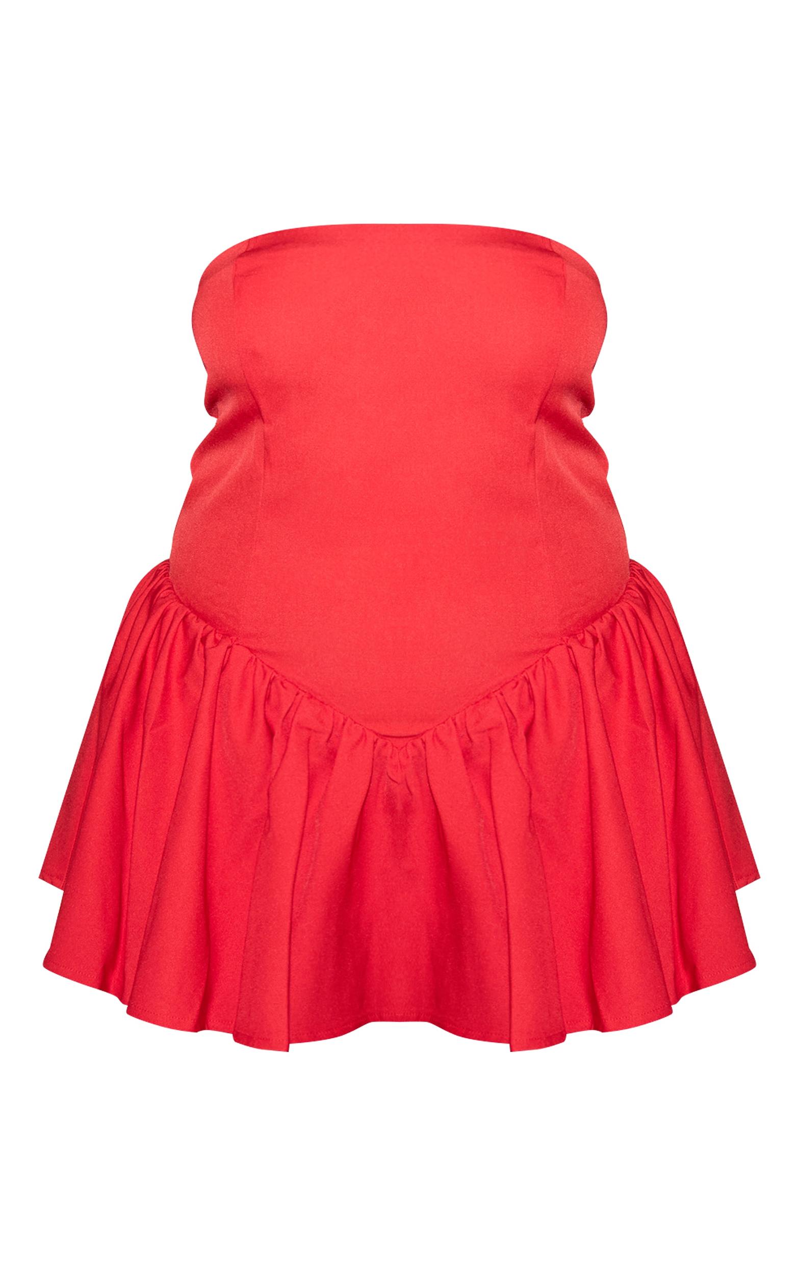 Plus Tomato Red Woven Bandeau Dropped Waist Romper Product Image