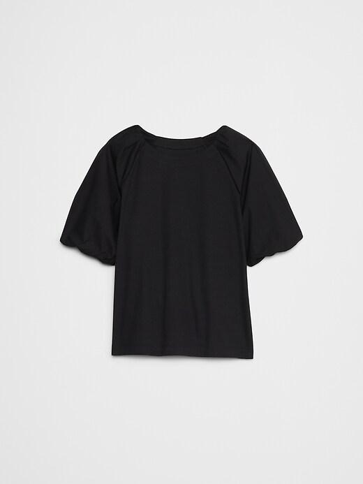 Puff-Sleeve Mixed Media Top Product Image