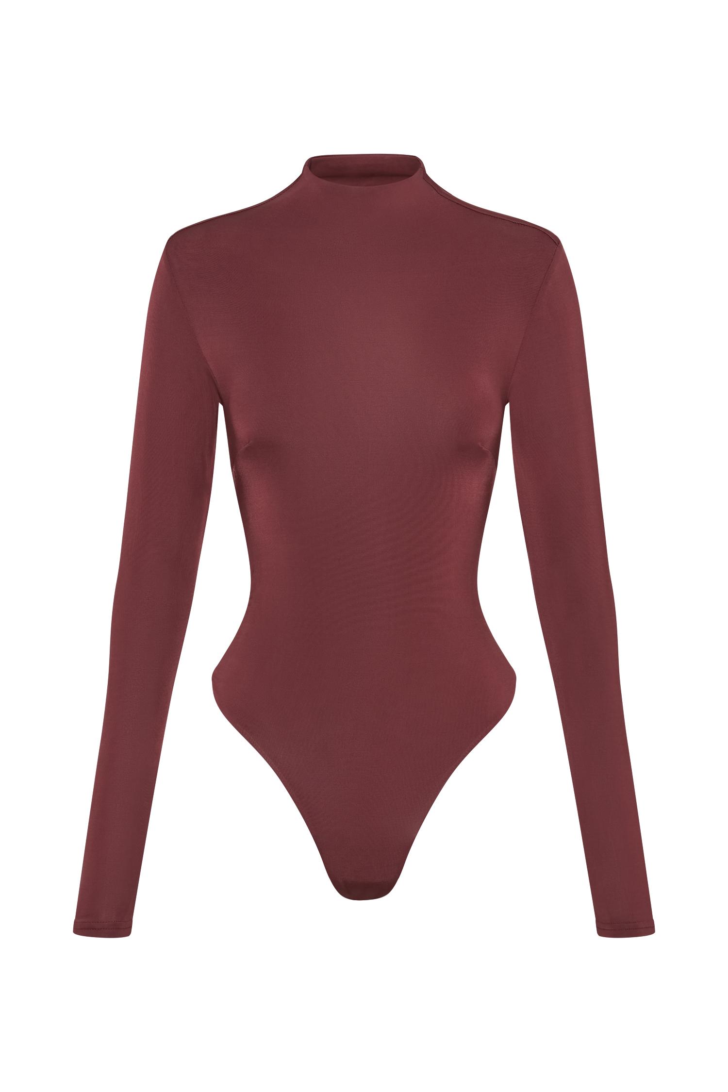 Elani Slinky High Neck Bodysuit - Wine Product Image