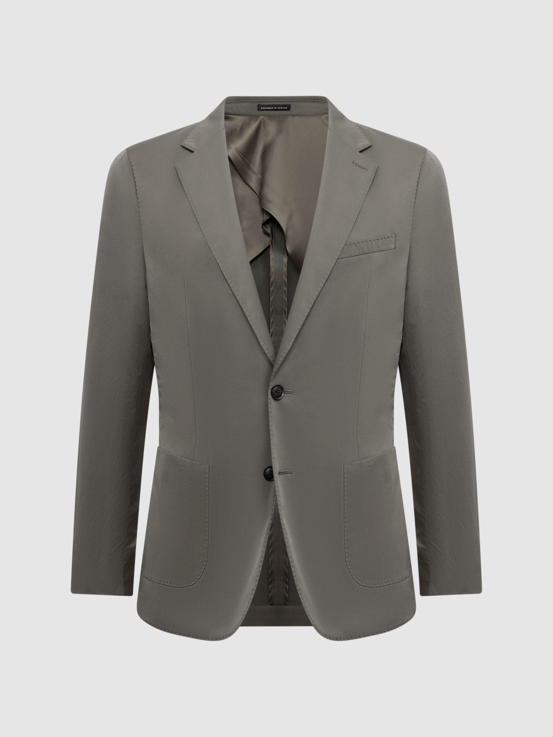 Single Breasted Technical Slim Fit Blazer in Khaki Product Image