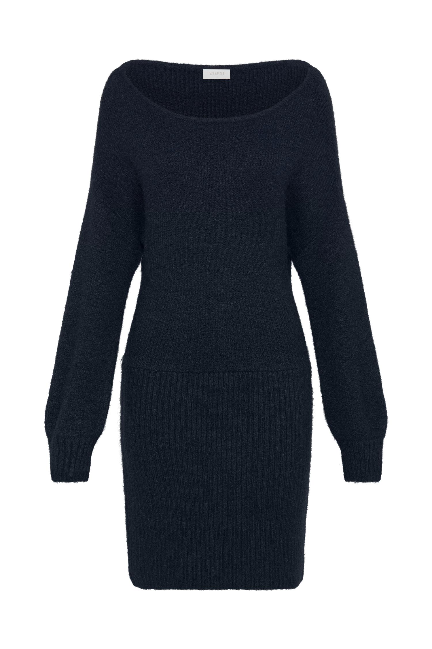 Rafferty Boat Neck Knit Mini Dress - Navy Product Image