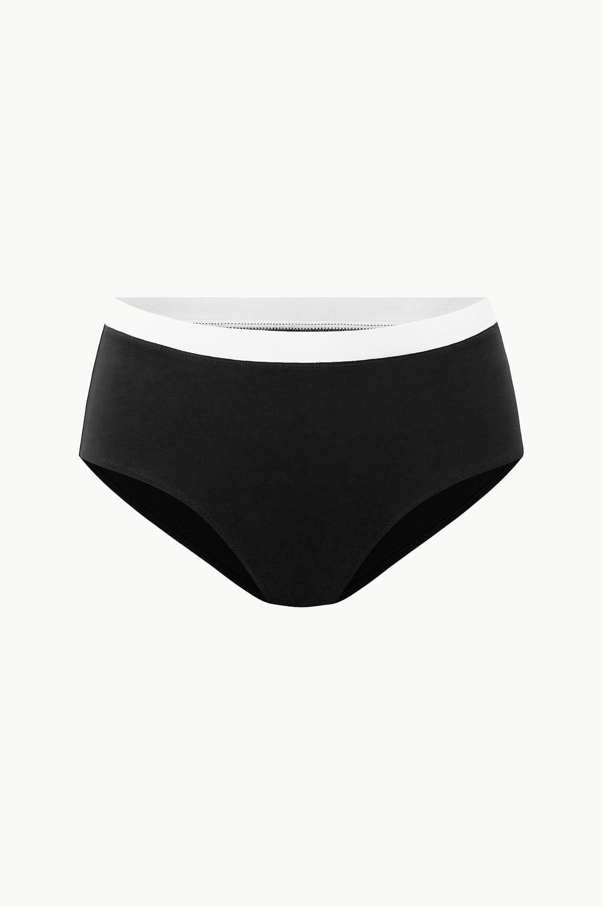 DEVON HIGH RISE BIKINI BOTTOM | BLACK WHITE Product Image