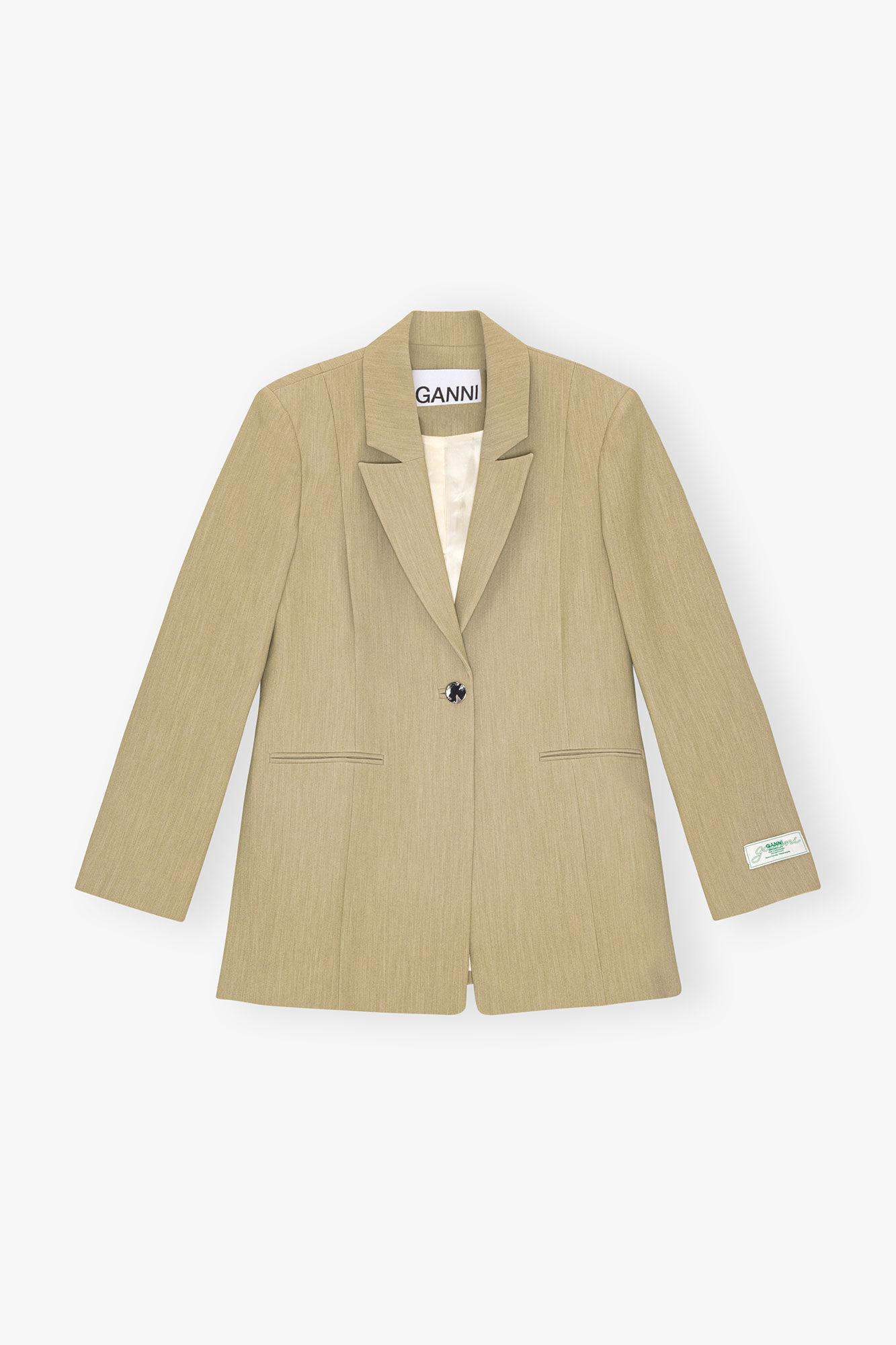 Beige Twill Suiting Blazer Product Image