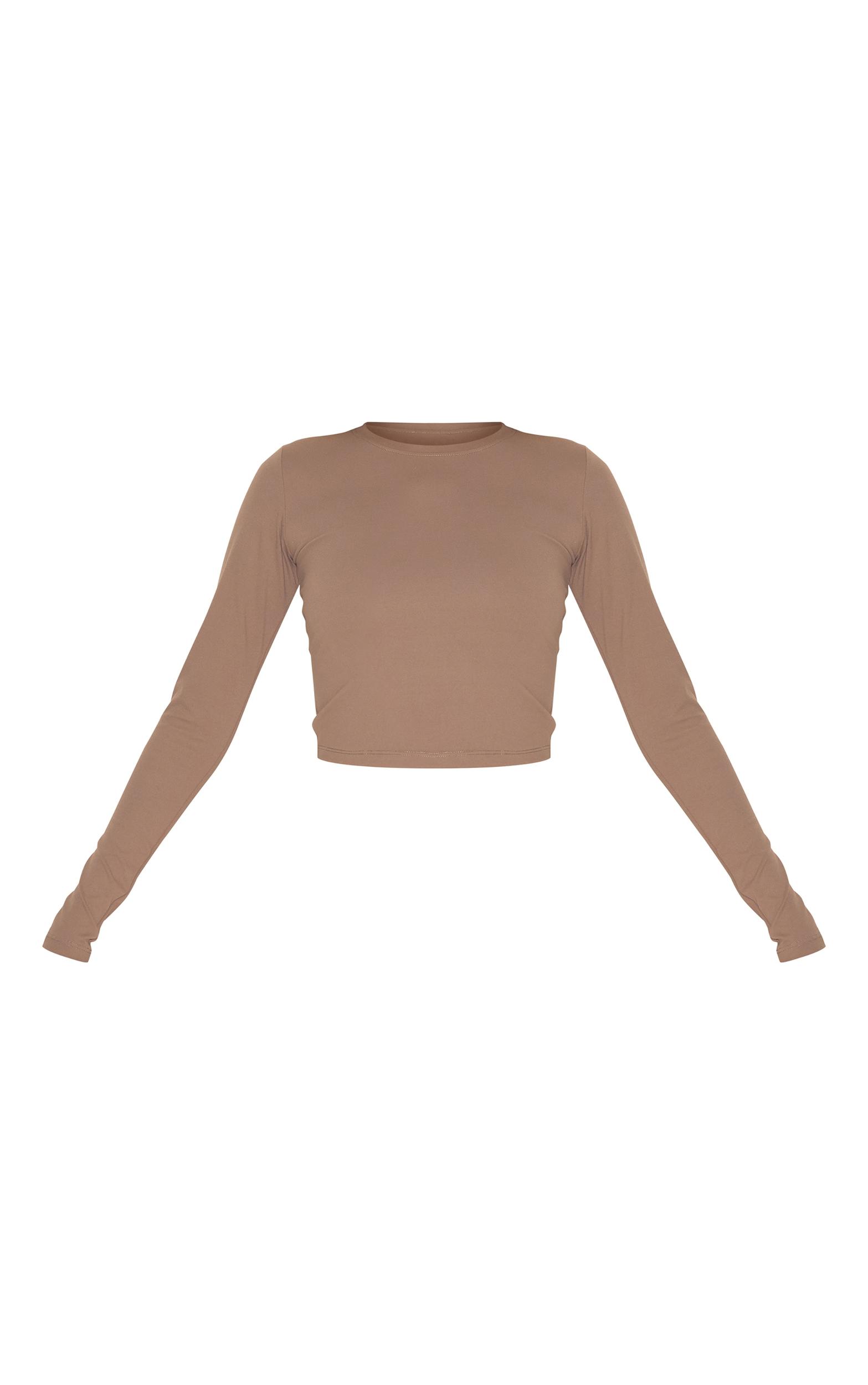 Brown Sculpt Long Sleeve Gym Top Product Image