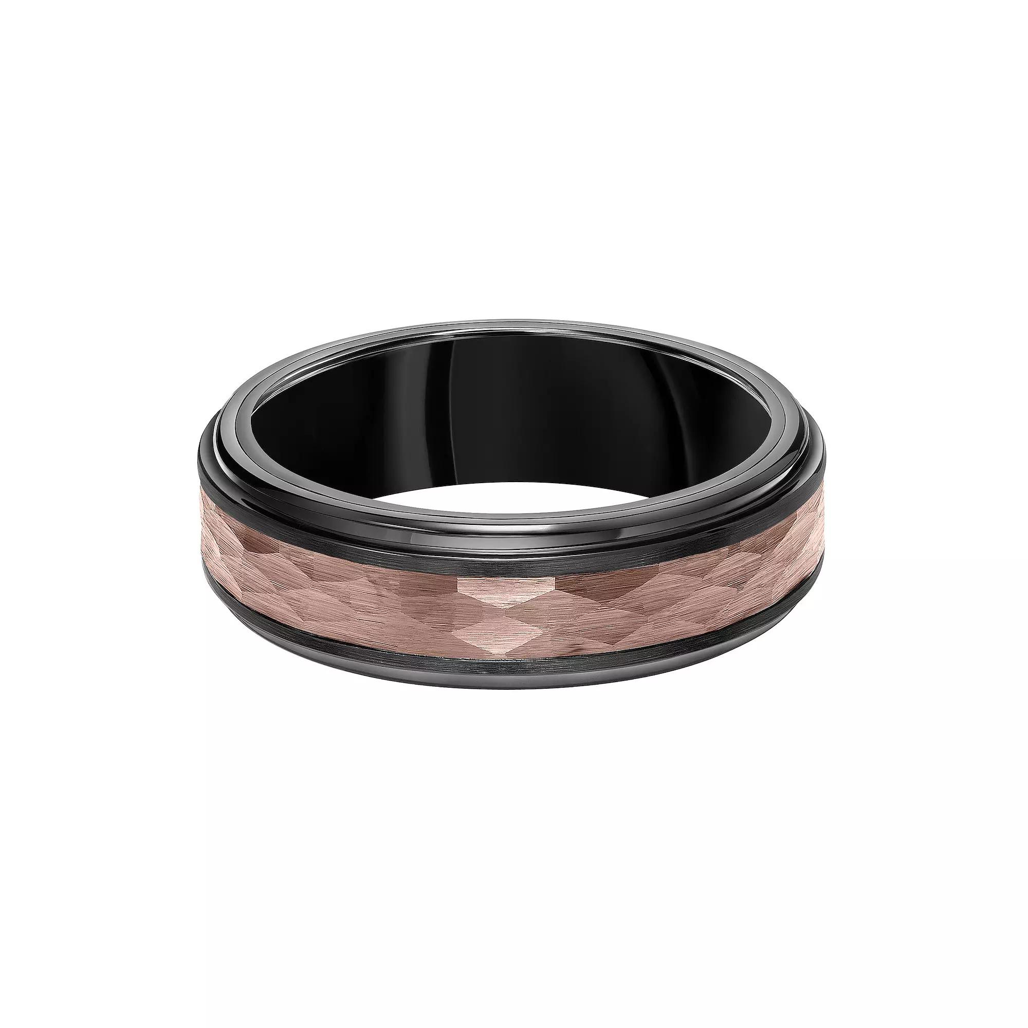 AXL Black and Brown Tungsten Textured Men's Wedding Band, Size: 11, Two Tone Product Image