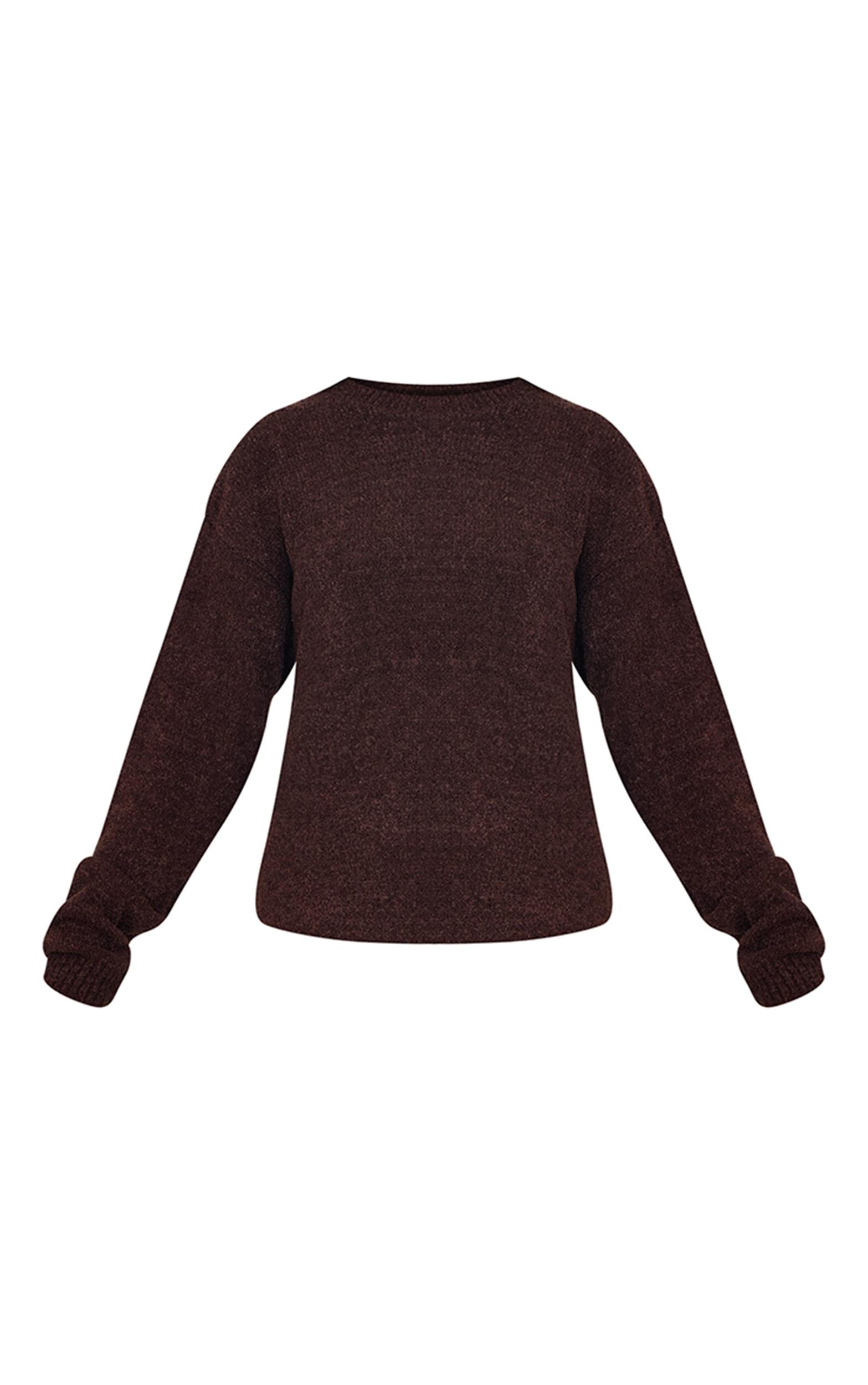 Chocolate Boucle Knit Oversized Sweater Product Image